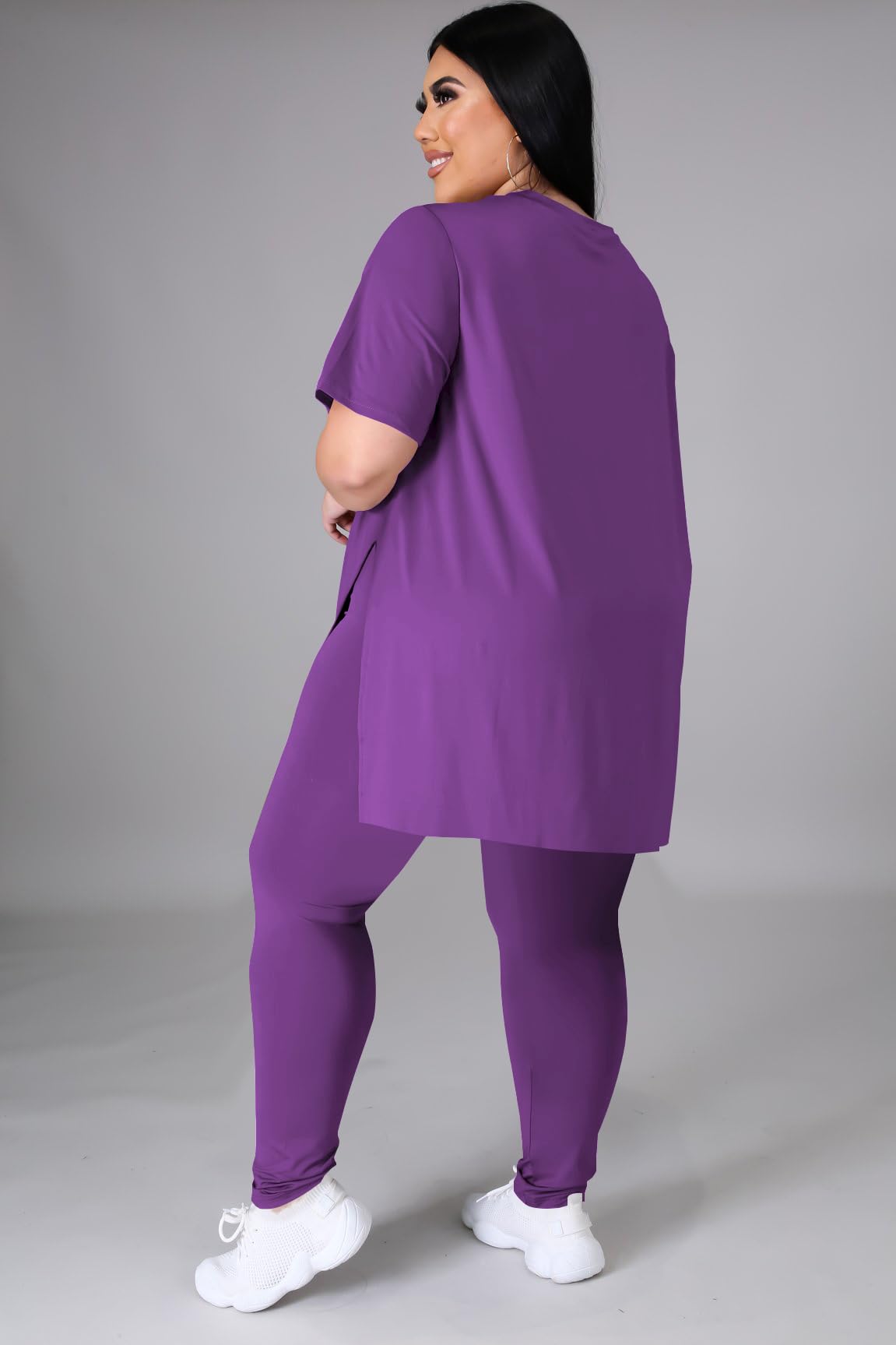 Plus Size Women's Two-Piece Loungewear Set - Oversized T-Shirt & Long Sweatpants Comfy Outfit for Summer | Casual Wear, Home Relaxing, Yoga & Travel