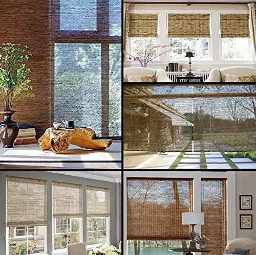 Custom Wood Roman Shades - Cordless Bamboo Lined Blackout Window Blinds for Home & Office (Black Coffee) | Perfect for Living Room, Bedroom, and Privacy Protection
