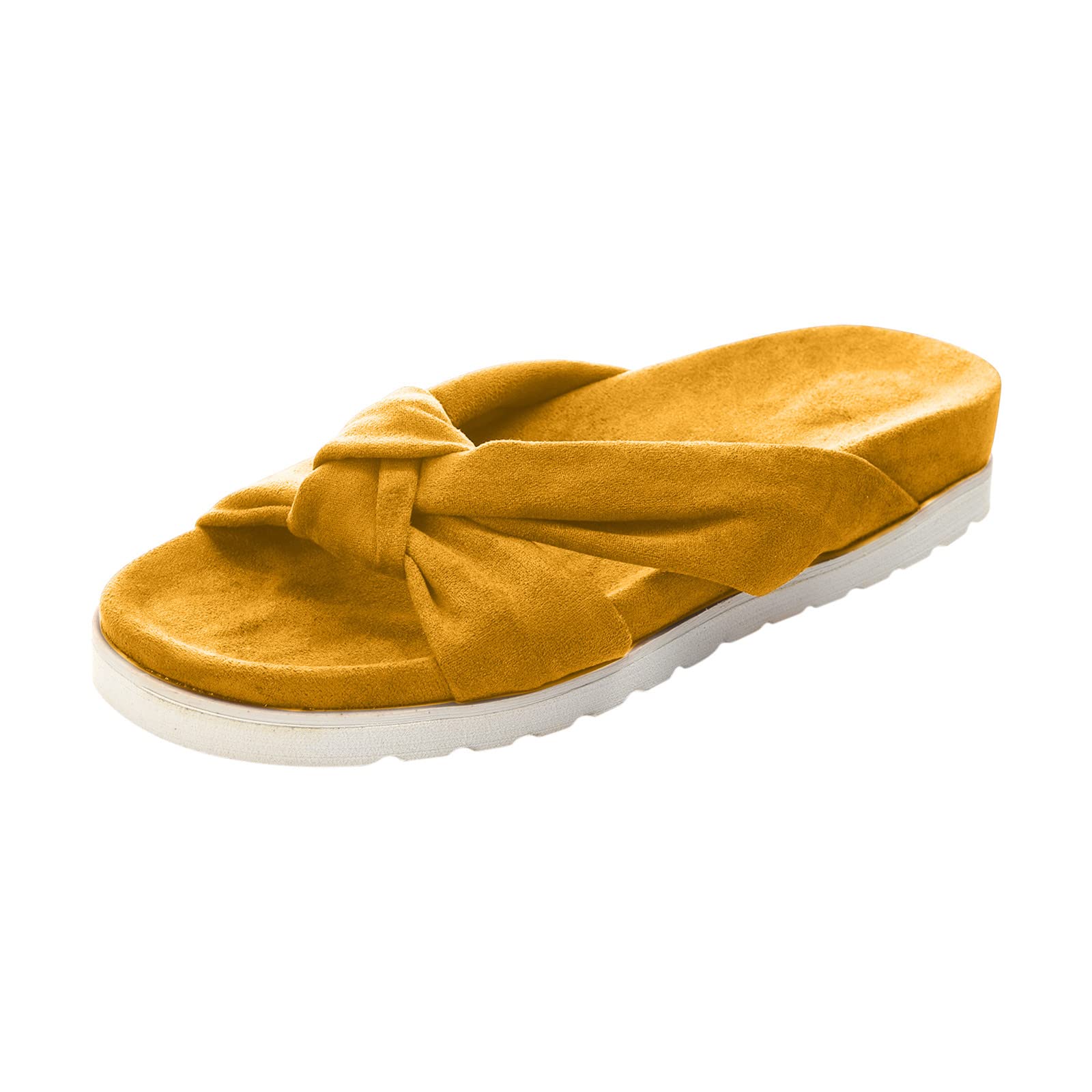 Women's Slide Sandals with Bow Tie Knot - Slip On Mules for Summer | Casual Platform Flat Sandals | Anti-Slip Comfort Shoes for Beach, Poolside & Vacation Wear