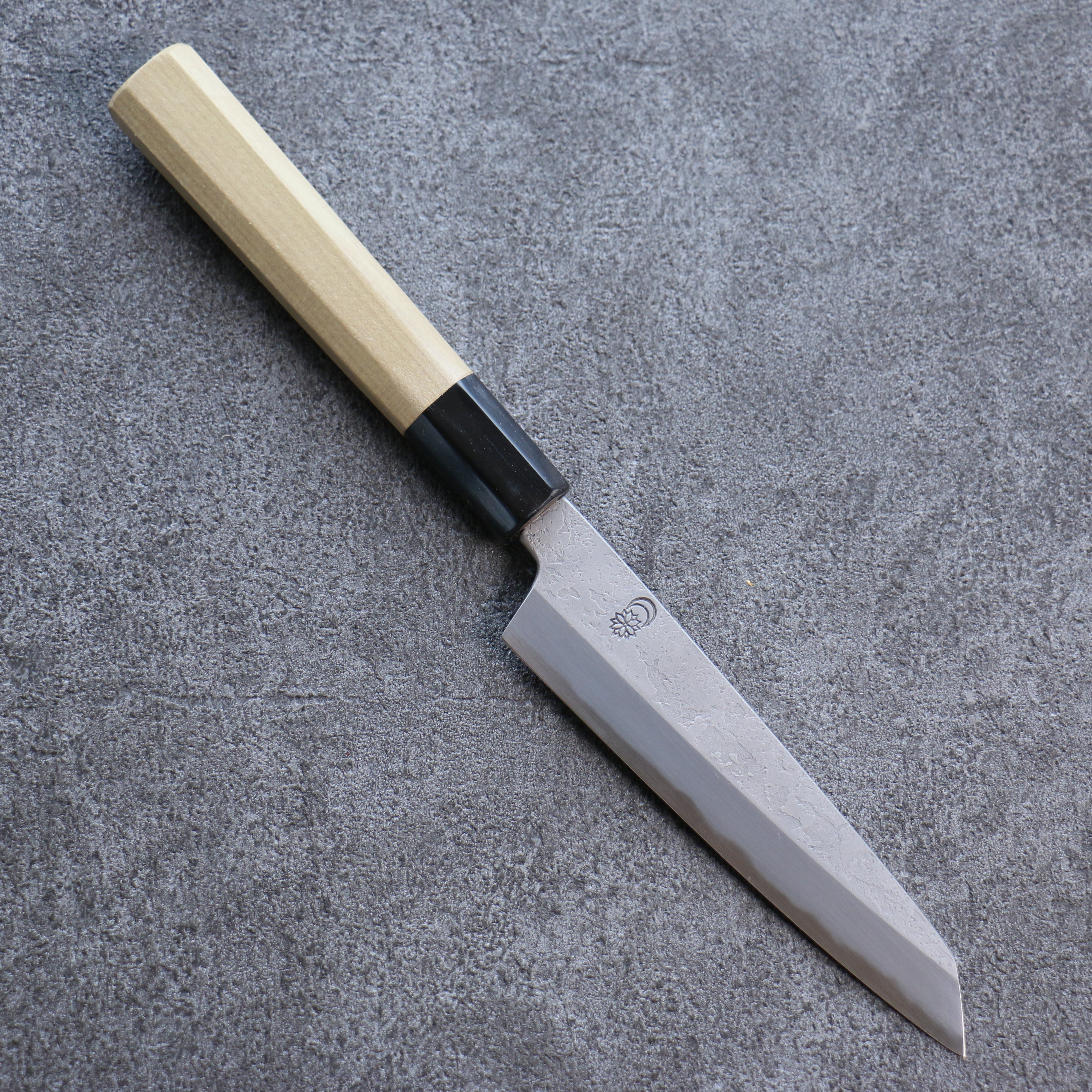Premium Kikuzuki White Steel No.2 Nashiji Kiritsuke Petty Utility Knife 135mm - Magnolia Wood Handle - Ideal for Slicing, Chopping & Precision Kitchen Tasks