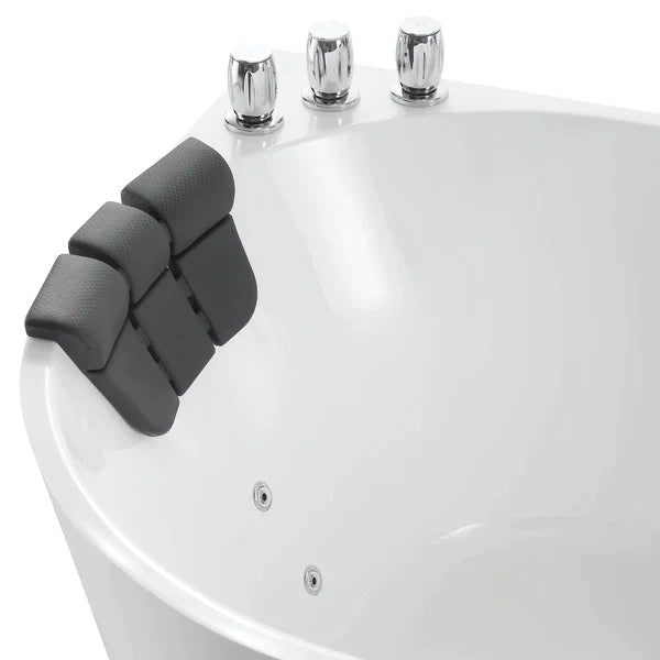 Empava 67-Inch White Acrylic Oval Freestanding Hydromassage Bathtub with Jets - 67AIS07 - Perfect for Luxury Bathrooms, Spa Relaxation & Home Therapy