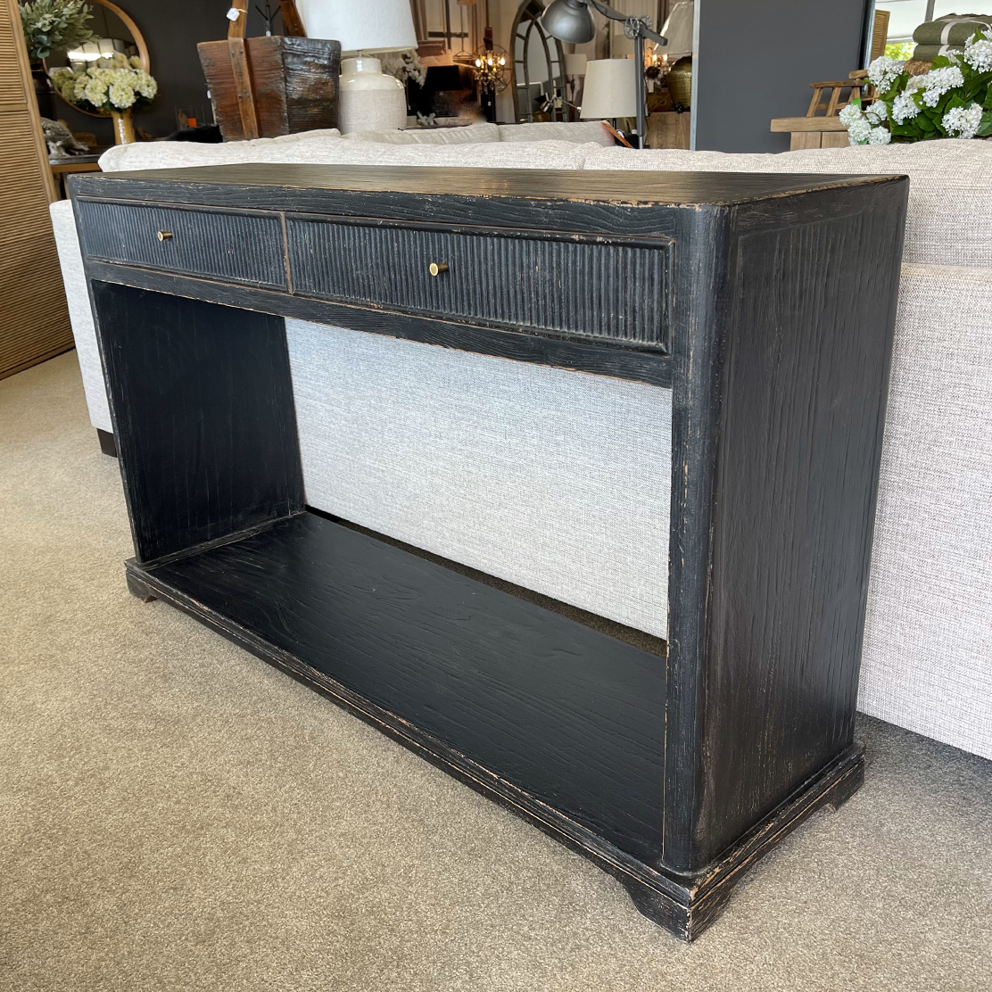 Anchorage Console Table - Aged Black Finish - Perfect for Entryway, Living Room, or Office Decor