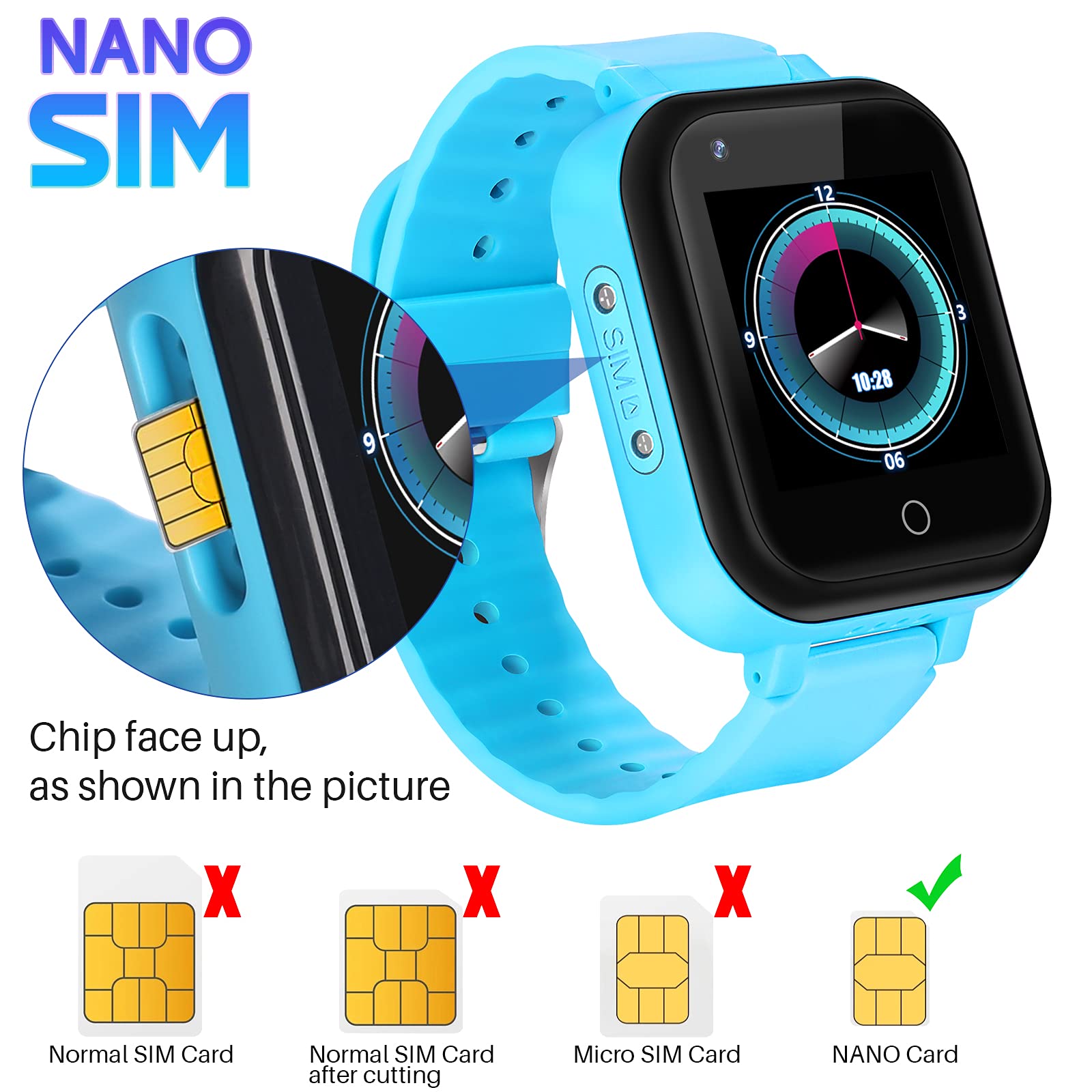 4G Kids Smart Watch with GPS Tracker & Waterproof - 2-Way Calling, Video Chat, SOS Alert, School Mode, Pedometer - Perfect for Children's Safety & Outdoor Activities (Concise Blue)