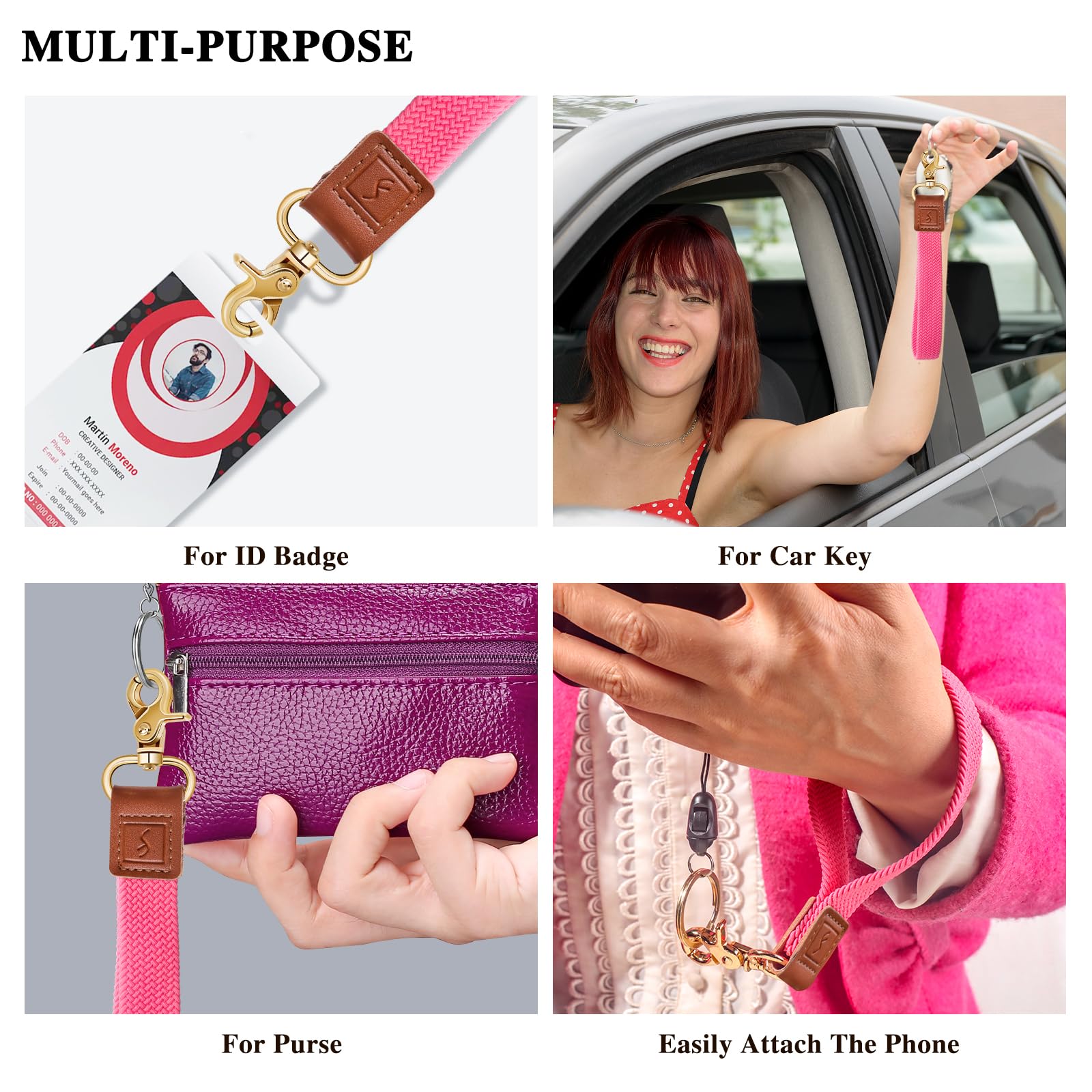 Stretchy Wrist Keychain for Keys - Pink | Car, Phone, Wallet Holder