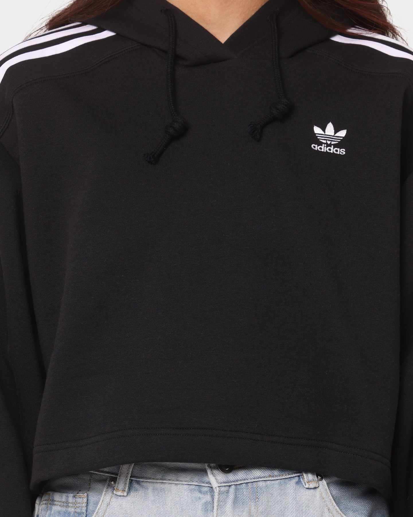 Adidas Women's Short Sleeve Hooded Sweatshirt - Black | Athletic Casual Wear for Running, Gym & Street Style