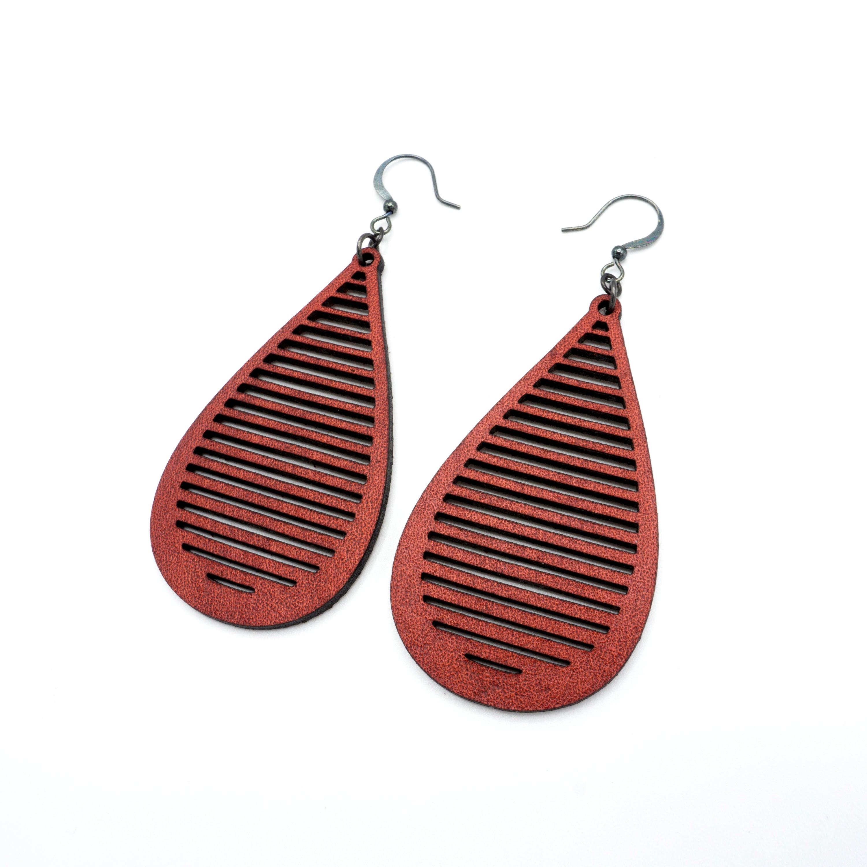 Handmade Red Leather Earrings for Women - Boho Chic Drop 05 [L] - Perfect for Parties, Weddings & Everyday Wear