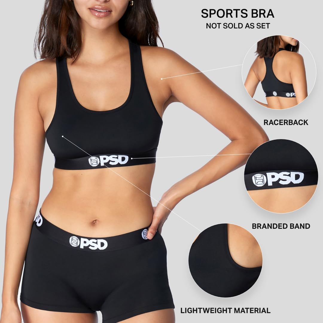 PSD Women's Bandana Print Sports Bra - Breathable Racerback Workout Top for Yoga, Running & Gym | Moisture-Wicking Microfiber Activewear