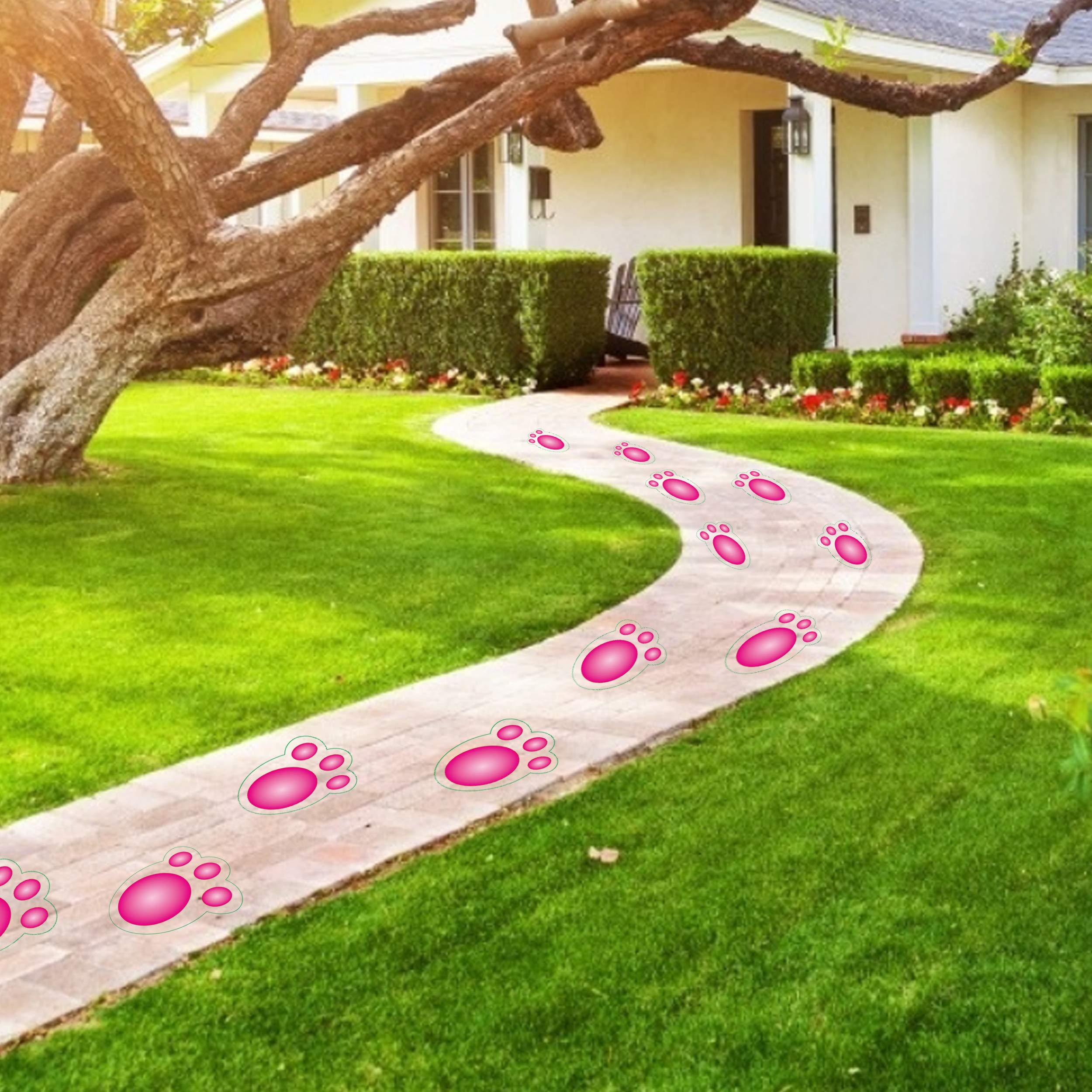 CCINEE 60-Pack Easter Bunny Footprint Stickers - Self-Adhesive Floor Decals for Easter Party Decorations, Egg Hunt Games & Spring Home Decor - Bunny Paw Prints (12 Sheets)