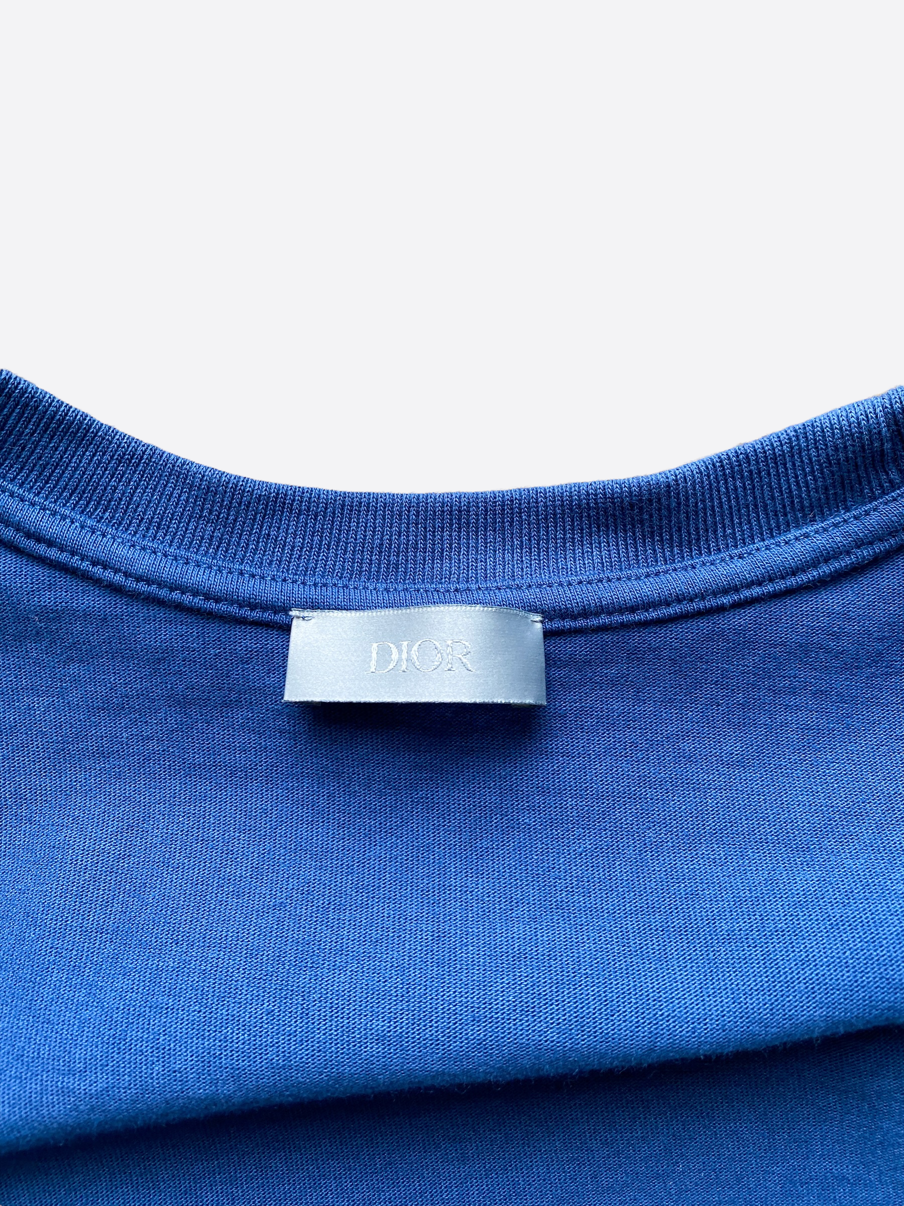 Dior Blue CD Icon Embroidered Logo T-Shirt for Men - Luxury Cotton Crewneck Tee for Casual Wear & Street Style Fashion