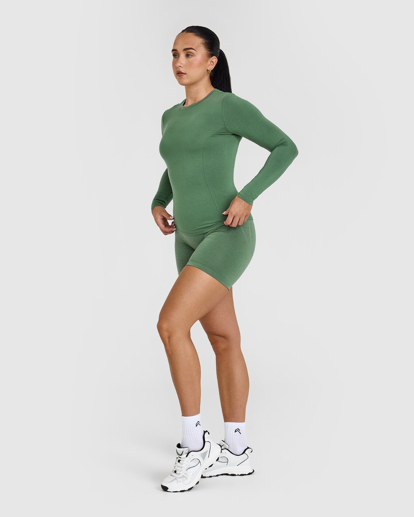 Mellow™ Soft Long Sleeve Women's T-Shirt - Comfortable Stretch Cotton Top in Forest Green for Casual Wear & Layering