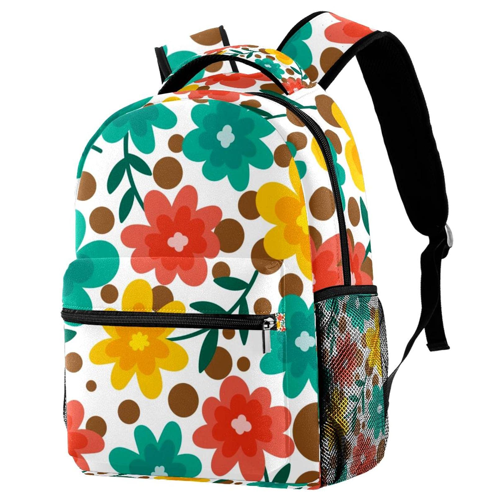Colorful Flower Print School Backpack for Boys & Girls - Durable Book Bag for Elementary, Middle School & College Students - Perfect for Daily Use, Travel & Outdoor Activities
