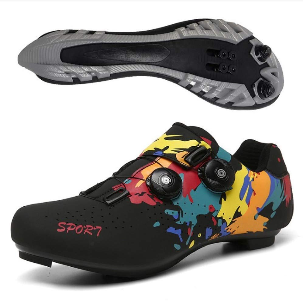 WYUKN Men's Mountain Bike Shoes - SPD Compatible Cycling Shoes for MTB & Road Biking - Black Size 42EU (260mm) - Perfect for Trail Riding, Commuting & Competitive Cycling