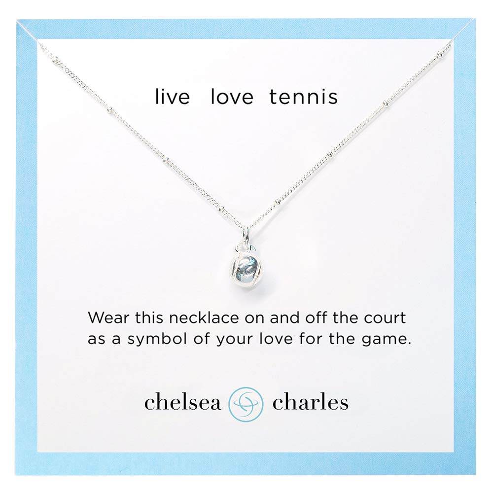Chelsea Charles Women's Sports Charm Necklace - Elegant Sterling Silver Tennis, Soccer & Basketball Pendant Jewelry for Athletes & Sports Lovers - Perfect for Gifts, Game Days & Workout Motivation