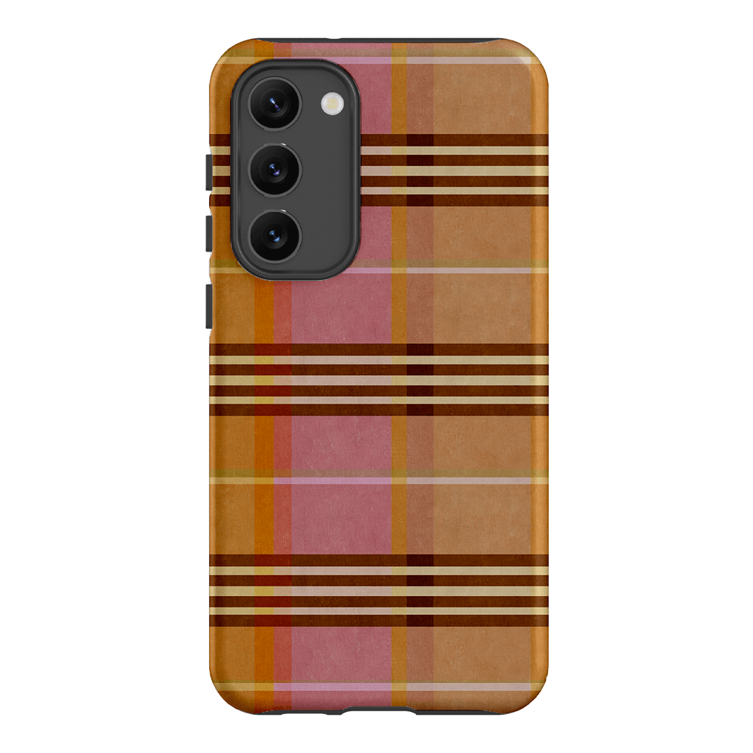 Peachy Plaid Phone Case for iPhone 15/14/13/12/11 Pro Max - Cute Tartan Pattern Protective Cover with Shockproof Design - Perfect for Everyday Use, Travel & Fashion Accessories