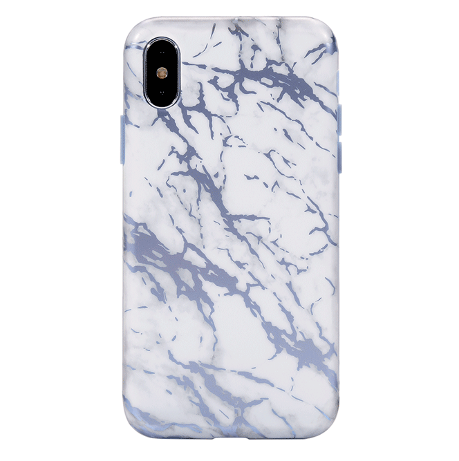 Premium White Marble & Blue Chrome iPhone Case - Slim Protective Cover for iPhone 13/14/15 Pro Max - Stylish Luxury Design for Everyday Use, Travel & Business
