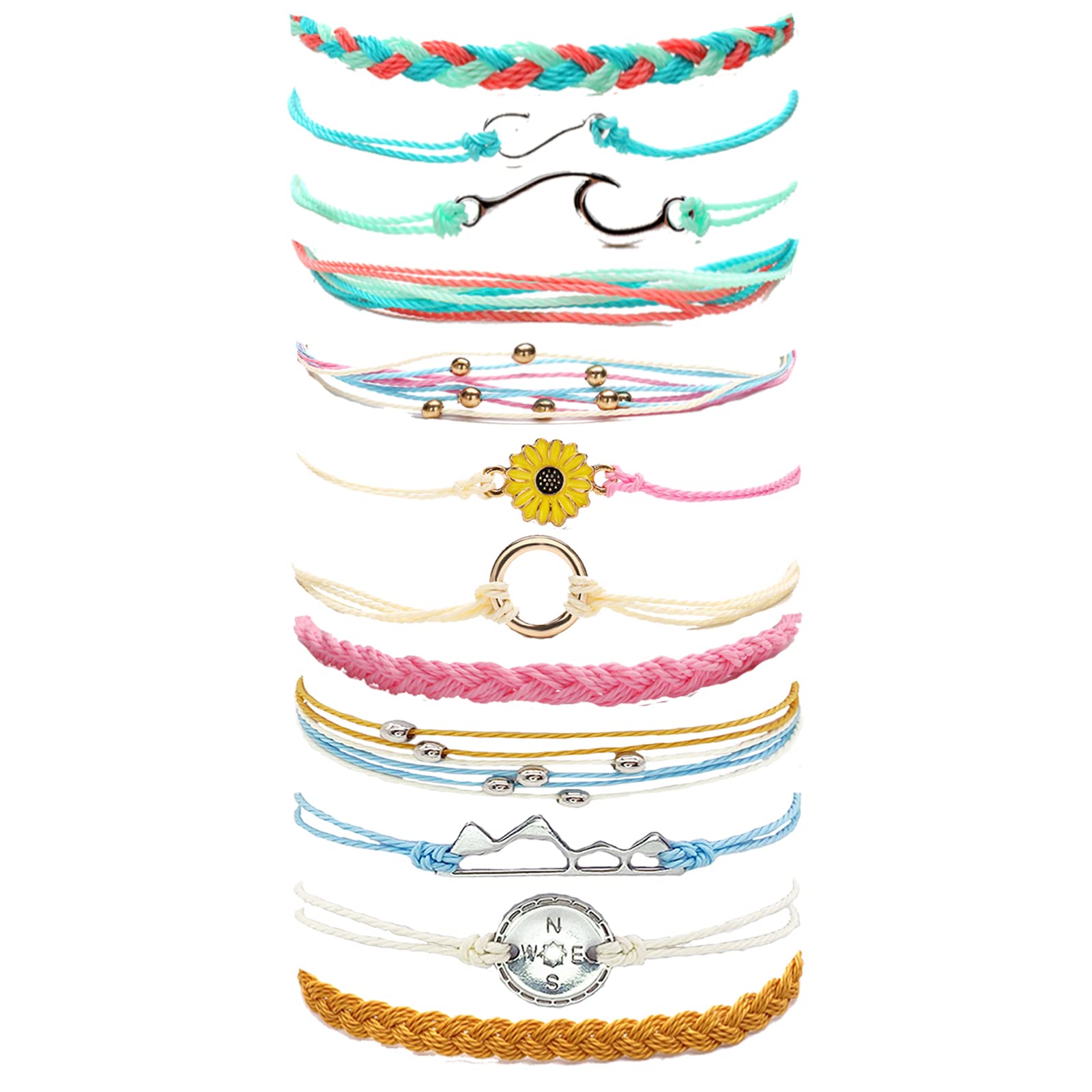 Trendy Adjustable Wave Surfer Friendship Bracelets for Women - Waterproof Summer Ankle Bracelets, Boho Beach Jewelry Gifts for Best Friend, Stocking Stuffers | Perfect for Beach Parties, Music Festivals & Everyday Boho Outfits