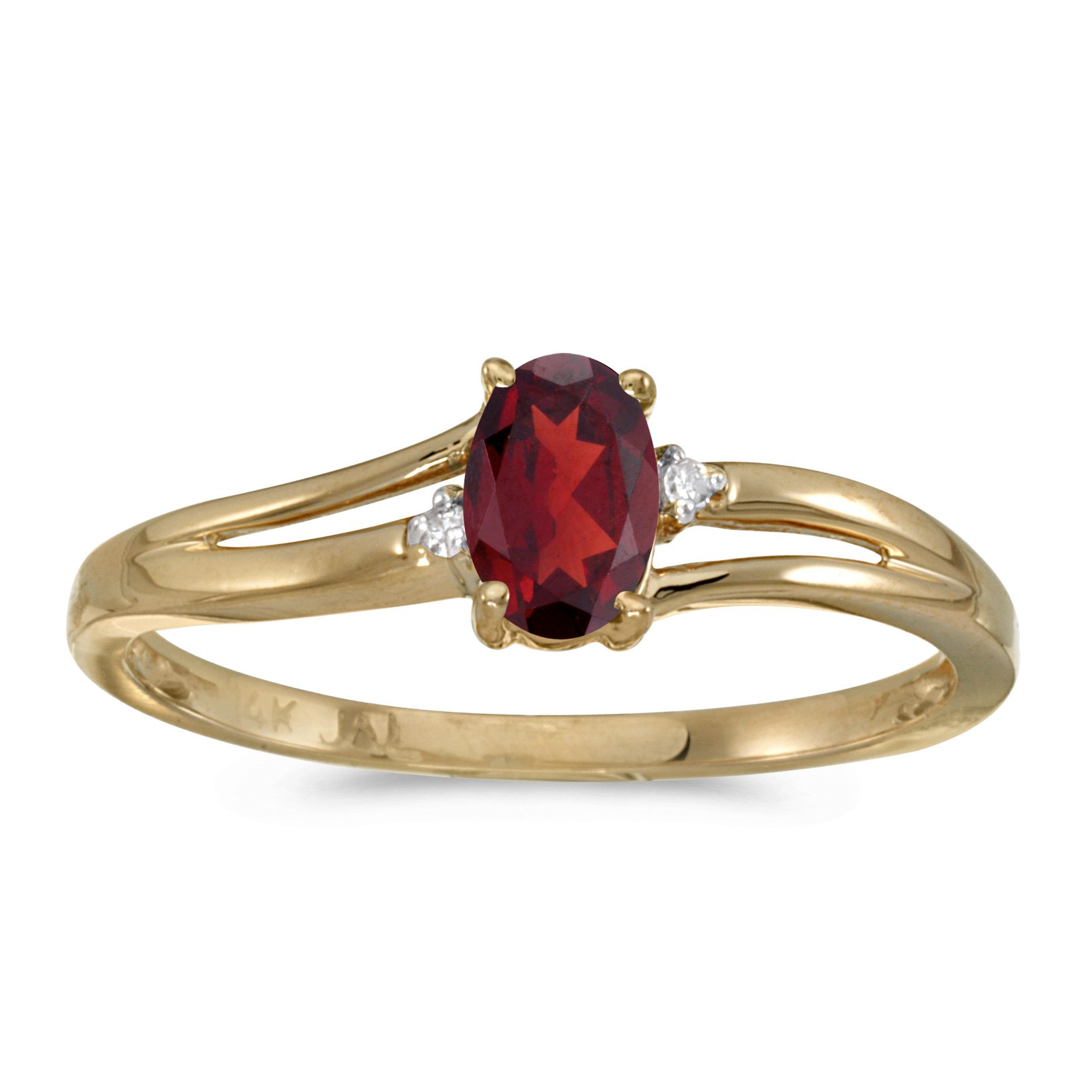 14K Yellow Gold Oval Garnet and Diamond Ring for Women – Elegant Vintage Style Jewelry for Engagement, Anniversary, or Special Occasion Gifts