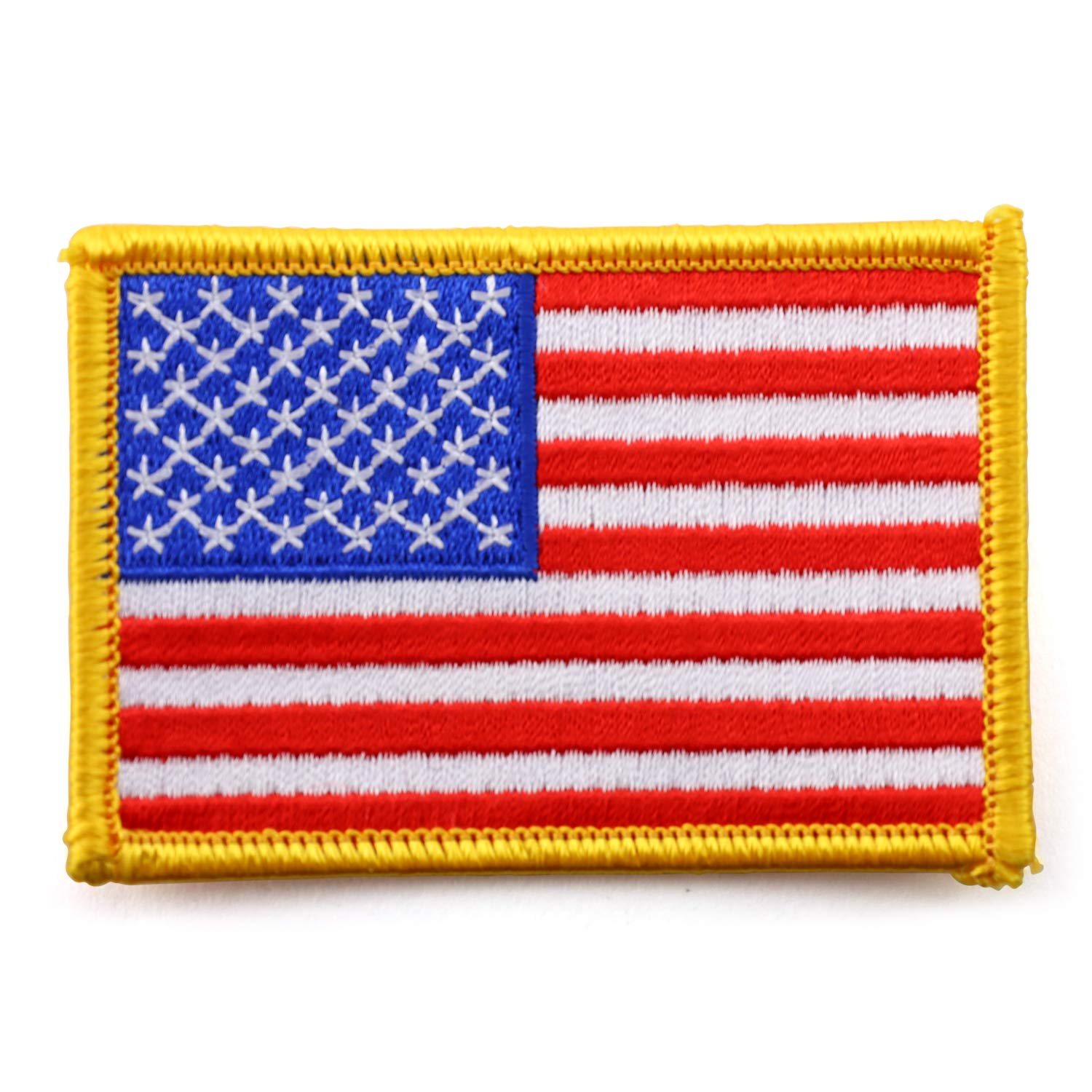 USA American Flag Embroidered Iron On Patch - Gold Color One Size - Perfect for Jackets, Bags & DIY Crafts
