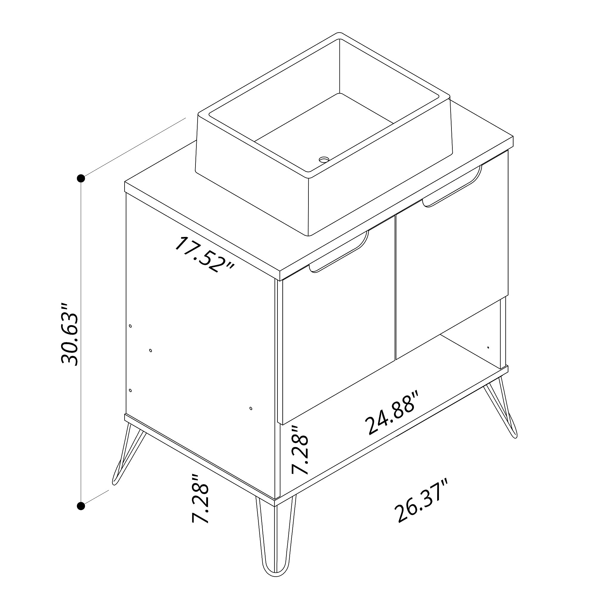 Mid Century Modern Bathroom Vanity Sink 26.38