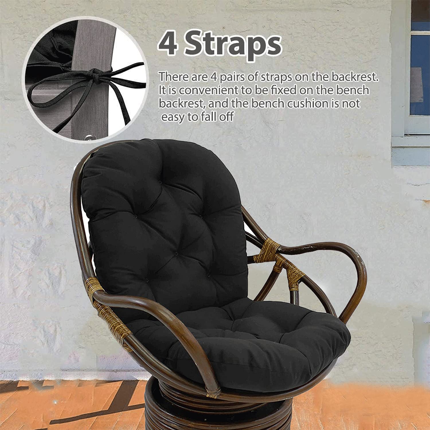 Soft Thicken Washable Rocker Chair Seat Cushion Pads with Pillow - Indoor/Outdoor Replacement Cushions for Recliner, Rattan & Folding Chairs - Durable Twill Fabric - Perfect for Garden, Patio & Living Room Relaxation (No Chair Included)