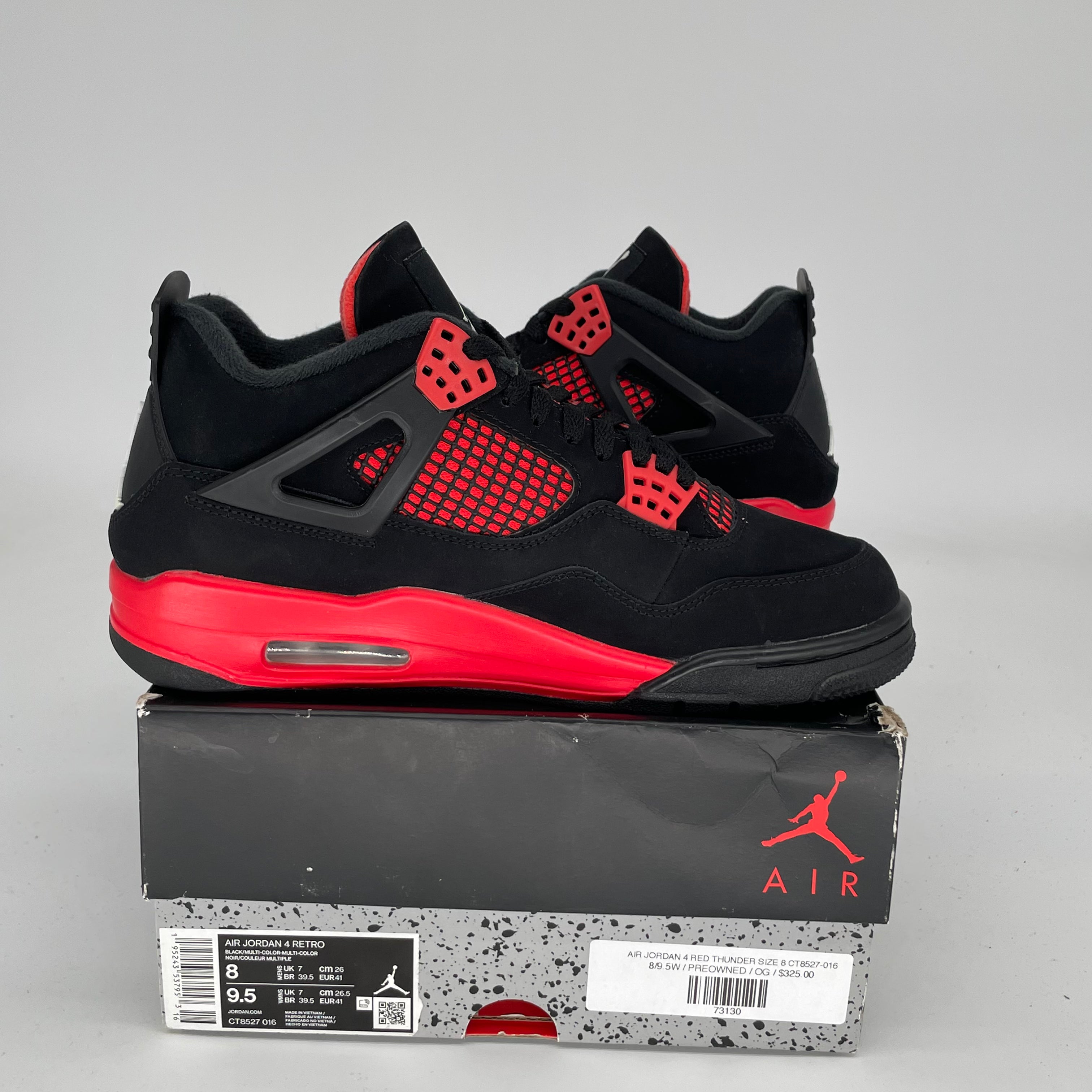 Air Jordan 4 Retro 'Red Thunder' Men's Basketball Shoes Size 8 - Style CT8527-016 | Authentic Sneakers for Streetwear & Basketball Games