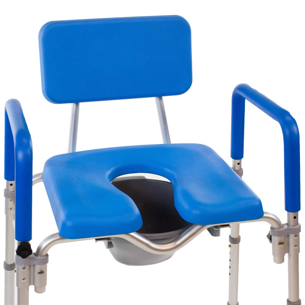 Dignity Ultra-Premium Padded Bariatric Extra Large Commode Shower Chair - 600lb Weight Capacity, Adjustable Height with Padded Arms & Back - 3-in-1 Heavy Duty Toilet Safety Chair for Elderly & Disabled - Ideal for Bathroom Safety, Post-Surgery Recovery & Home Care Use