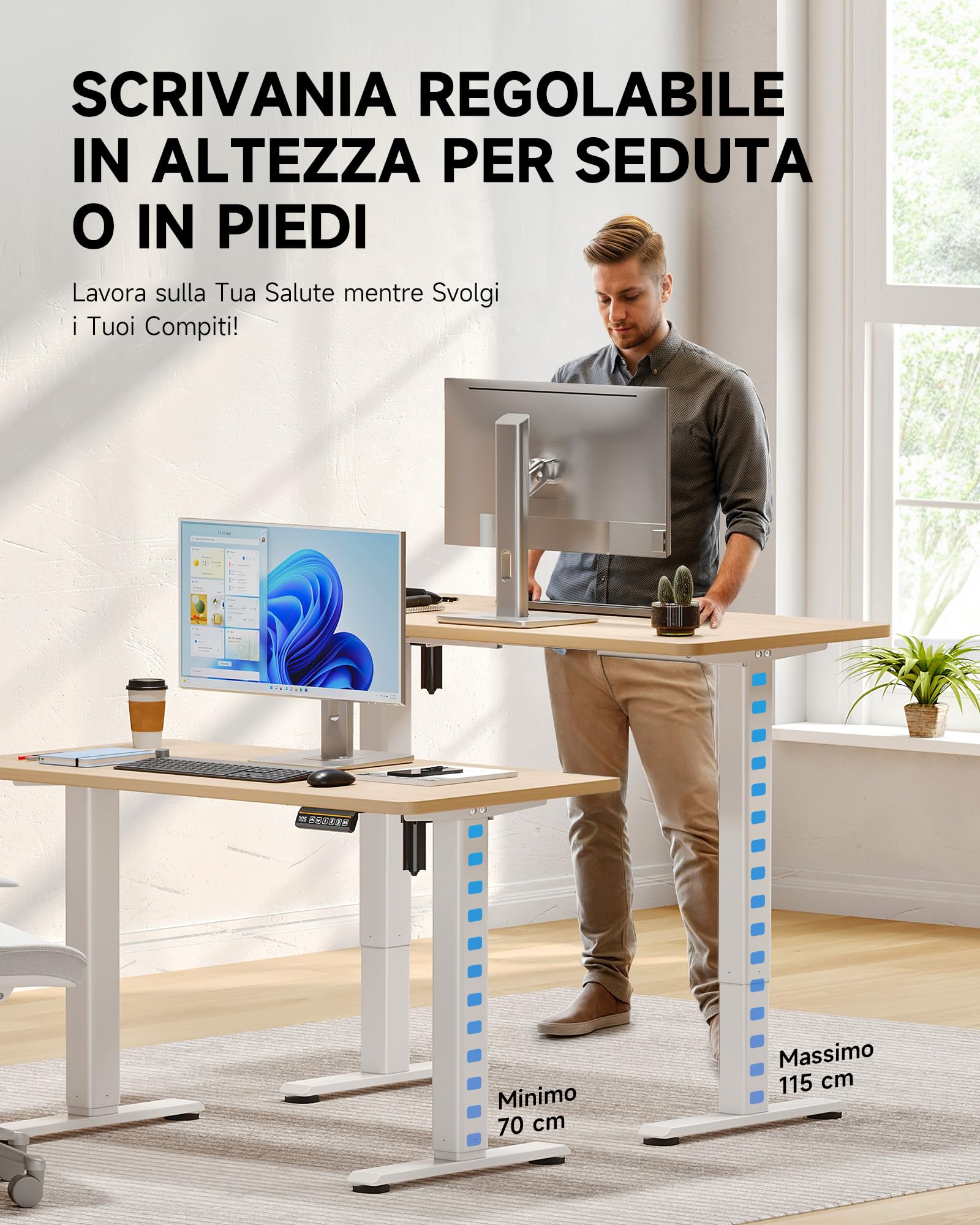 CO-Z Electric Height Adjustable Standing Desk 28-45 Inches with 3 Memory Presets, Ergonomic Home Office Desk with LCD Display - Perfect for Computer Work, Gaming & Remote Workspaces