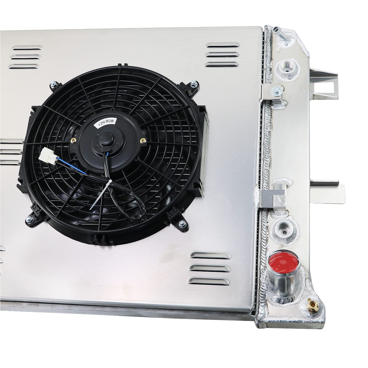 Aluminum Radiator for 2001-2005 GMC Chevy Silverado Sierra 3500 2500 HD 6.6L - 44MM 3 Row Core Cooling System with Electric Fan & Relay Kit - Perfect for Off-Roading, Towing & Heavy-Duty Performance