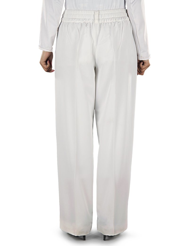 Adiba Women's High Waisted White Pants - Stretchy Comfort Fit for Work, Travel & Casual Wear