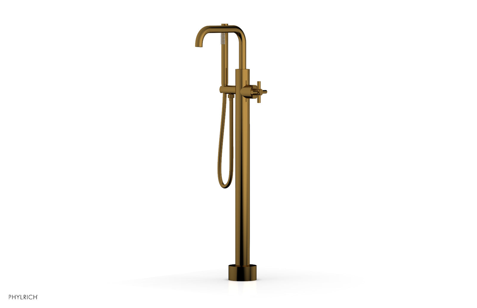 Premium Tall Floor Mount Tub Filler with Cross Handle & Hand Shower - D131 45 01 - Ideal for Modern Bathroom Renovations and Spa-Like Showers