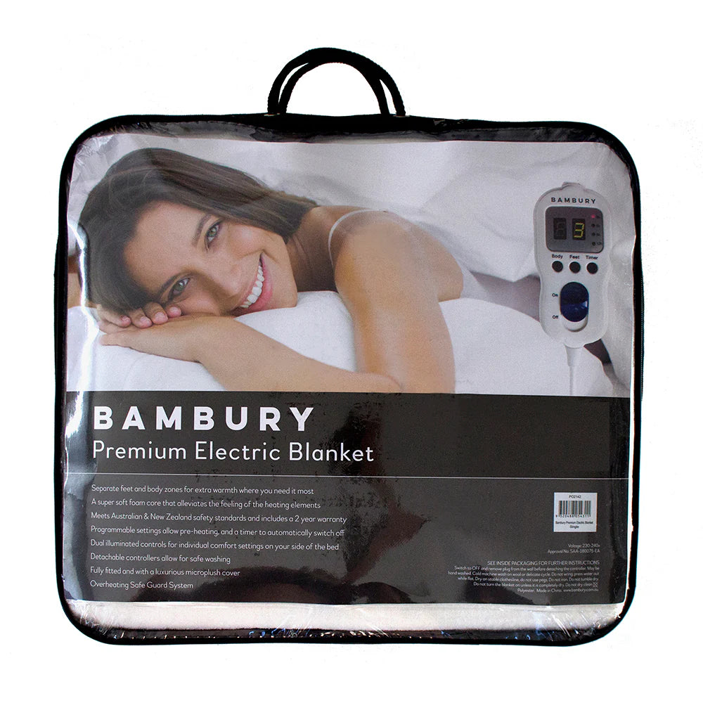 Bambury Electric Blanket Premium - Soft & Fast Heating Electric Throw Blanket for Winter, Dual Control, Machine Washable | Perfect for Bed, Couch & Office Use