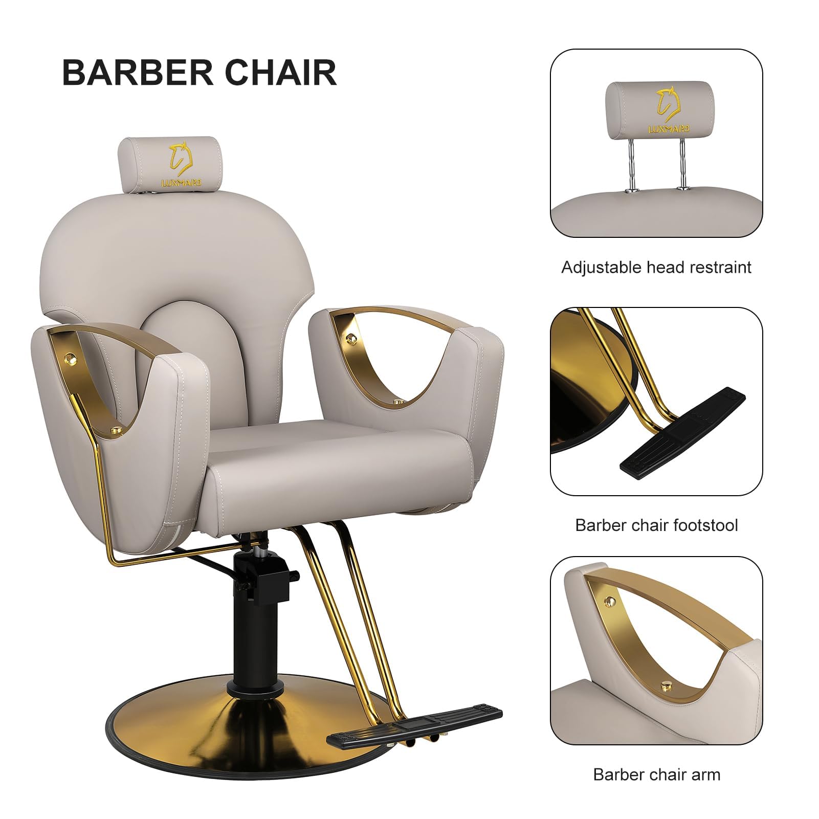 Professional Hydraulic Barber Chair - Adjustable Height Salon Recliner with Hydraulic Pump, Grey Shampoo Chair for Hairdressing & Beauty Salon Use