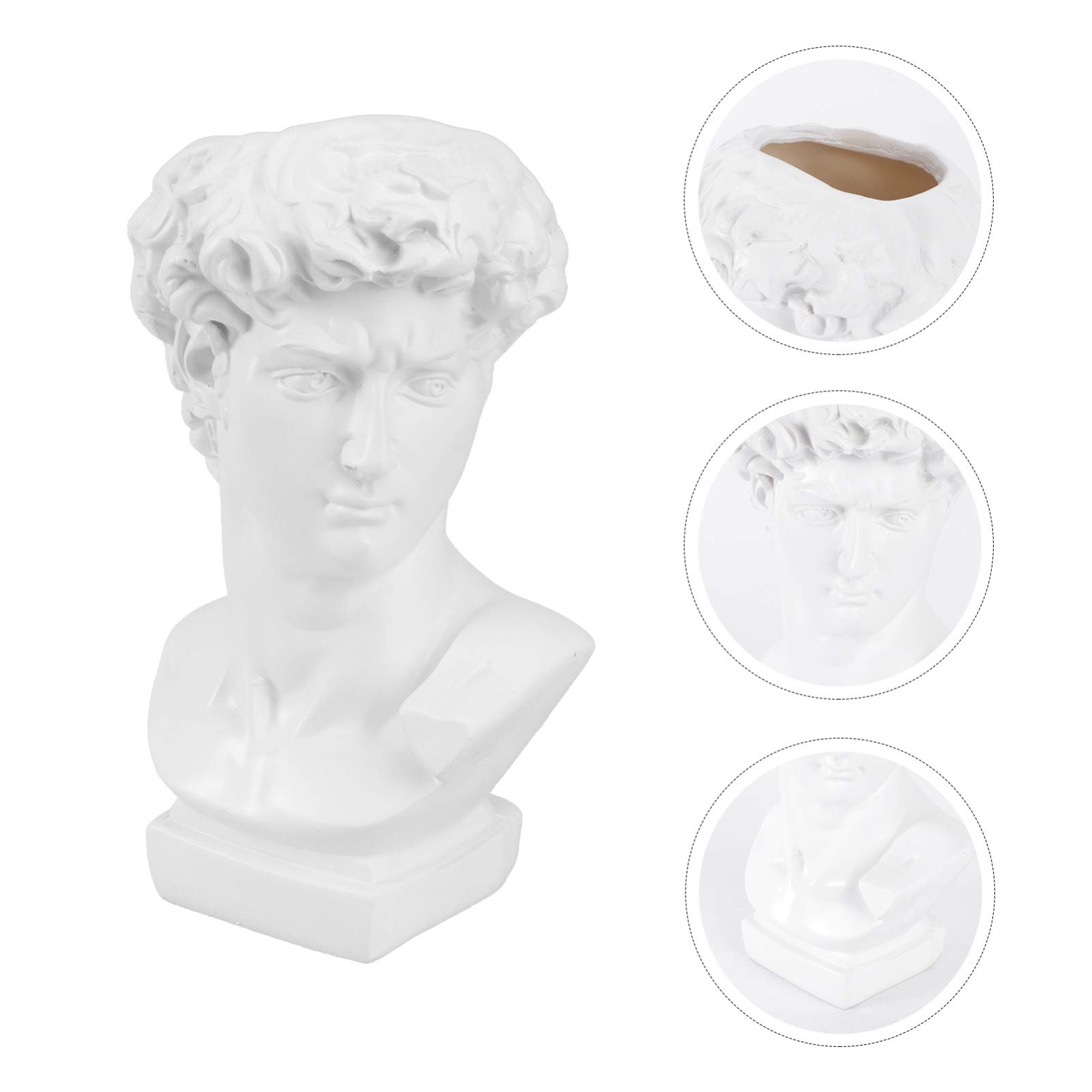 HEMOTON Classic Greek Statue Planter - Face Vase for Jewelry & Trinkets, David Bust Sculpture for Succulents | Indoor/Outdoor Desktop Decor for Home, Office & Garden