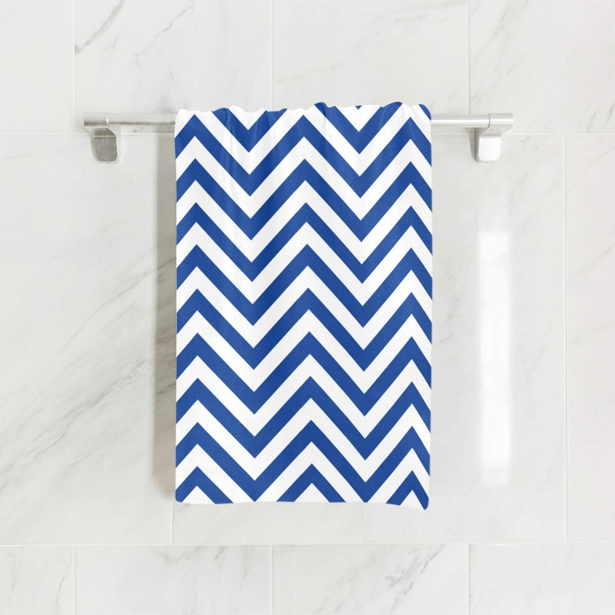 ALAZA Microfiber Gym Towel - Fast Drying Sports & Fitness Towel, 15x30 Inch Blue White Chevron Pattern - Perfect for Workouts, Yoga, Swimming & Travel