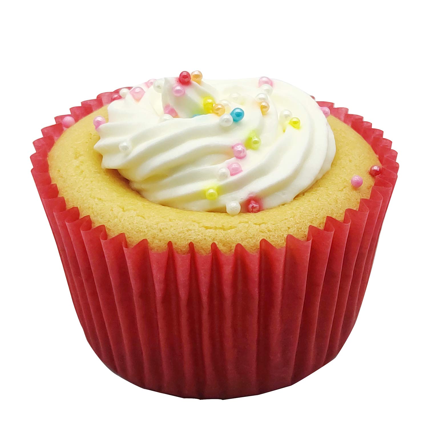 Premium Red Greaseproof Cupcake Liners - Standard Size Muffin Baking Paper Cups (200 Count) for Home Baking, Party Decorations & Professional Bakeries