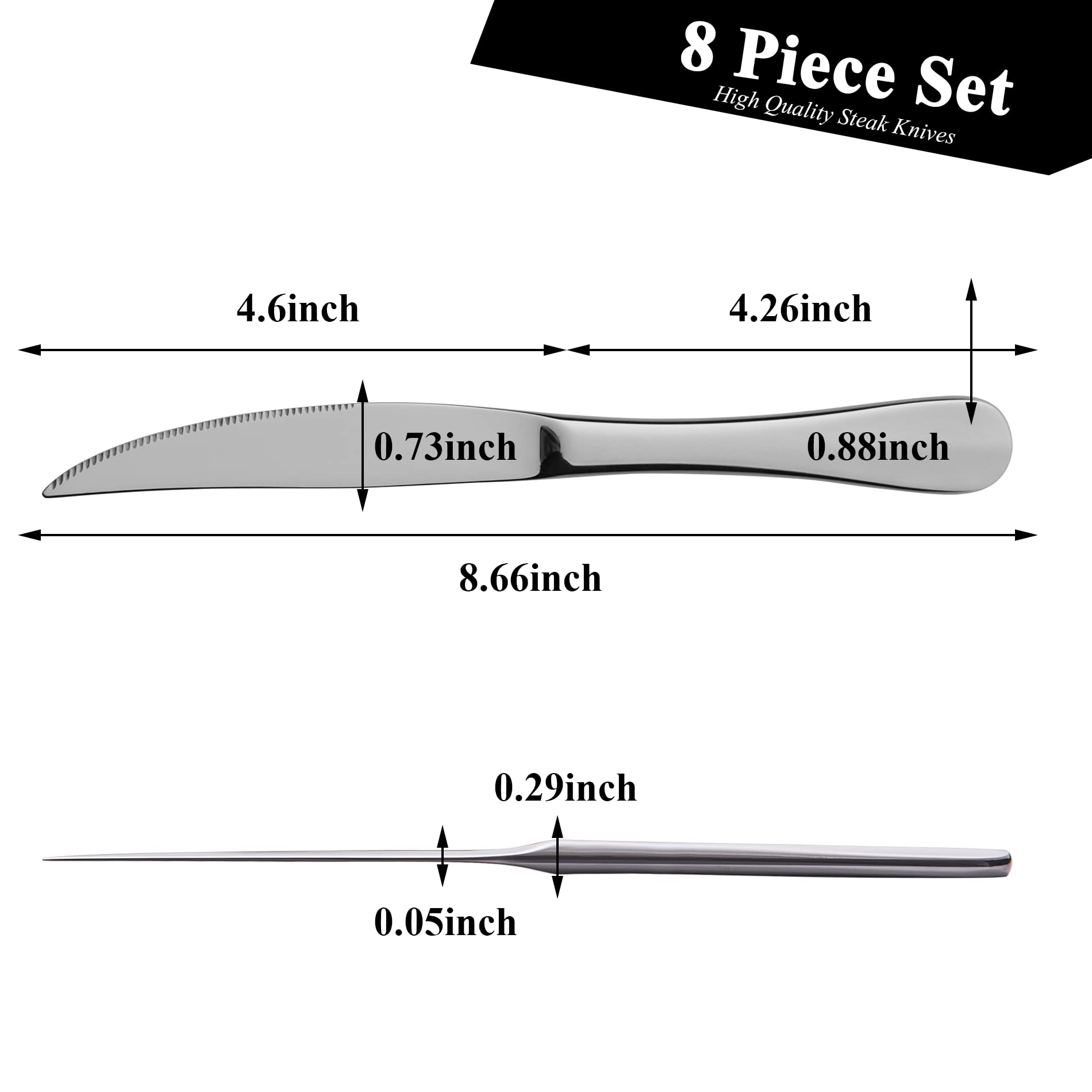 Premium 8-Piece Steak Knife Set - High-Quality Stainless Steel with One-Piece Construction, Traditional European Serrated Edge - Dishwasher Safe & Gift Box Included - Perfect for Steak Dinners, BBQ Parties & Fine Dining Experience