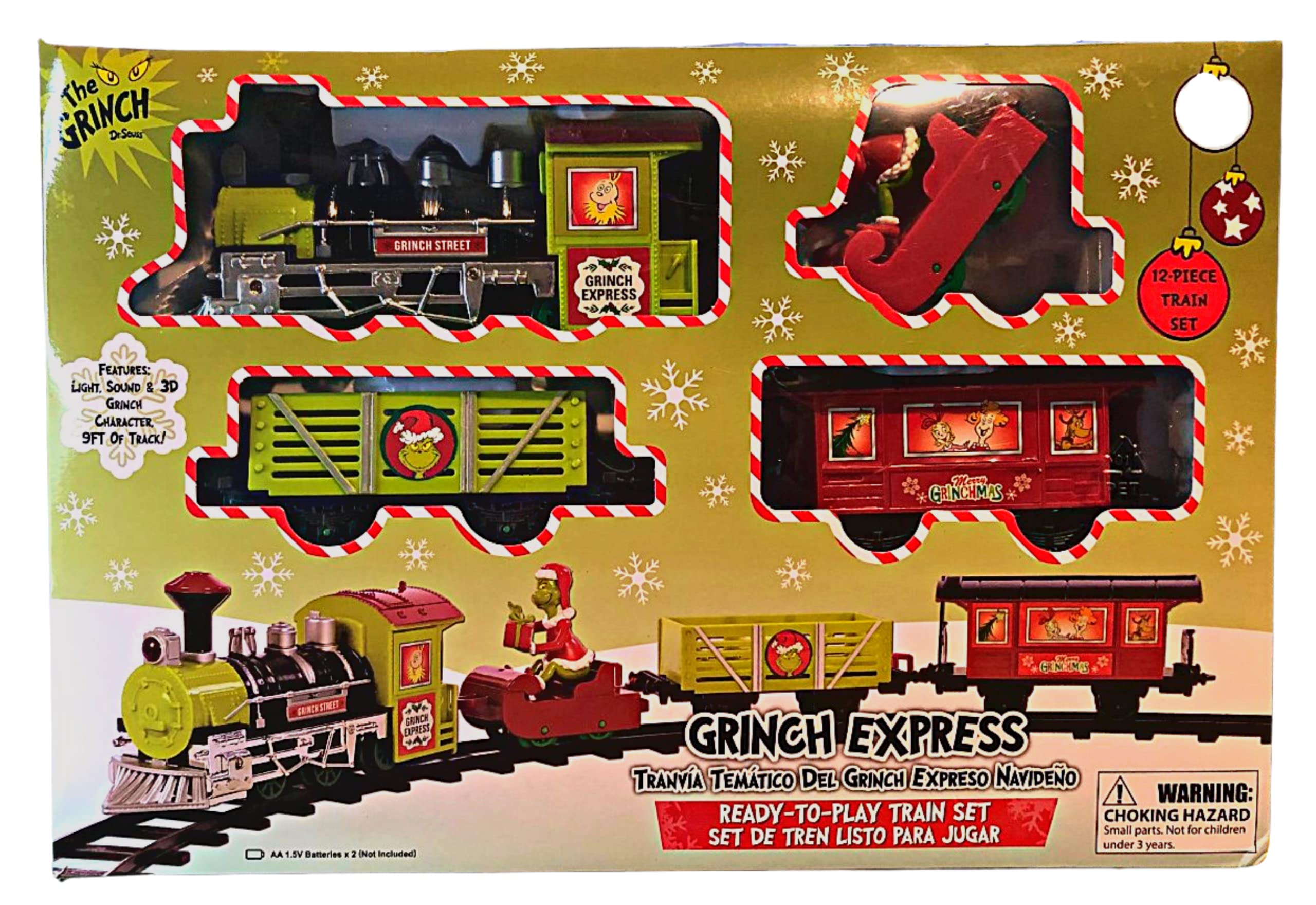 Grinch Express Ready-to-Play Train Set - Christmas Themed Toy Train for Kids - Perfect for Holiday Decorations, Gift Giving & Themed Playtime