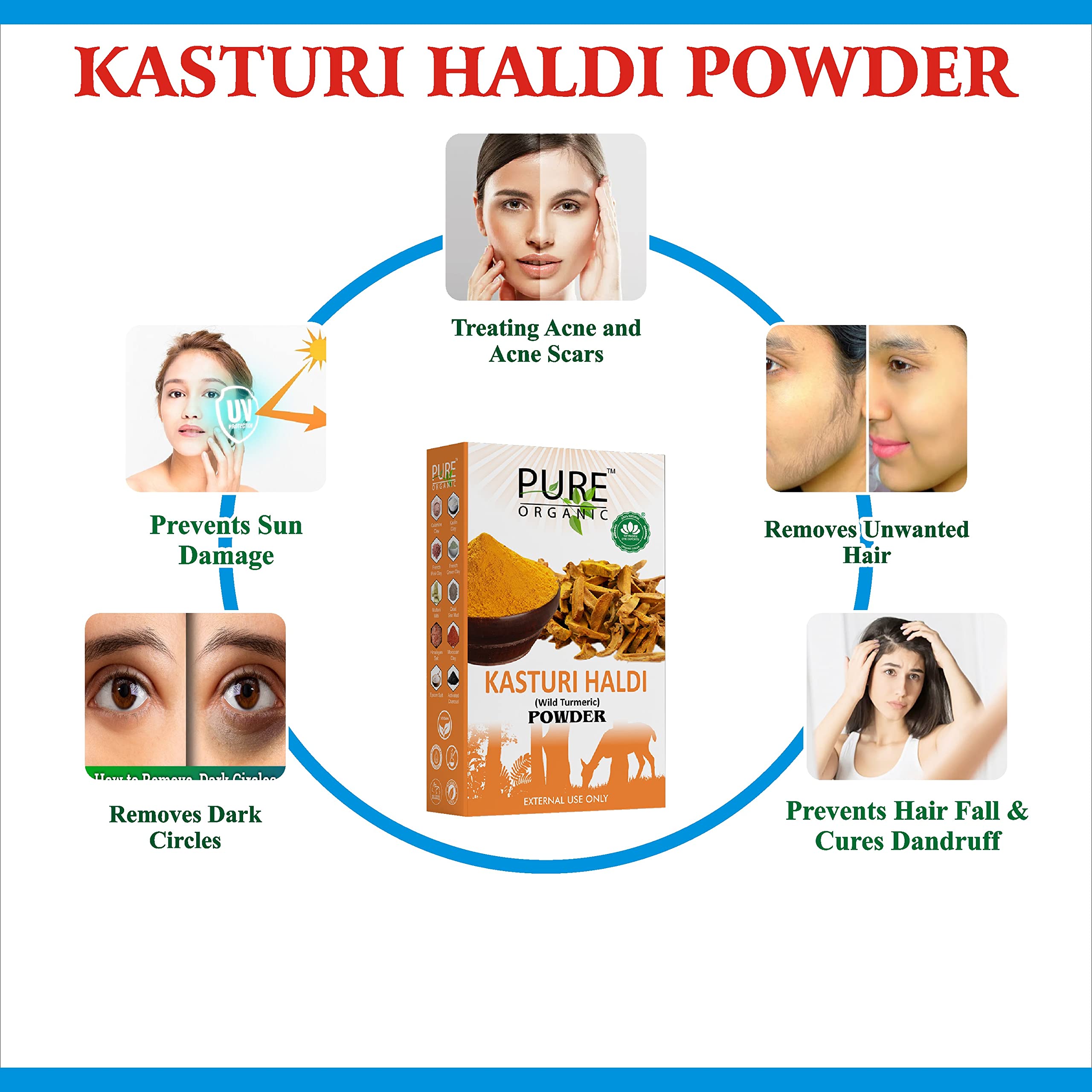 SKYMORN Pure Organic Mulethi & Kasturi Turmeric Powder for Face - Skin Brightening, Glowing, Blemish Removal, Even Tone (2x100g) | Natural Skincare for Daily Radiance & Fairness Routine