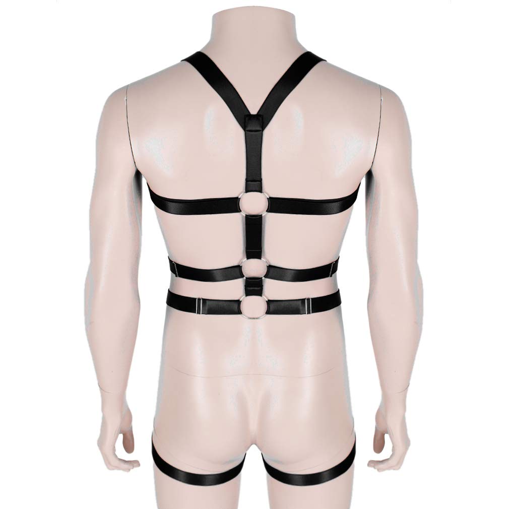 Men's Strappy Bandage Harness Full Cage Chest Half Harness Adjustable Gothic Punk Bra for EDC Dance Rave Festival Costume BDSM Fetish Clubwear Night Out