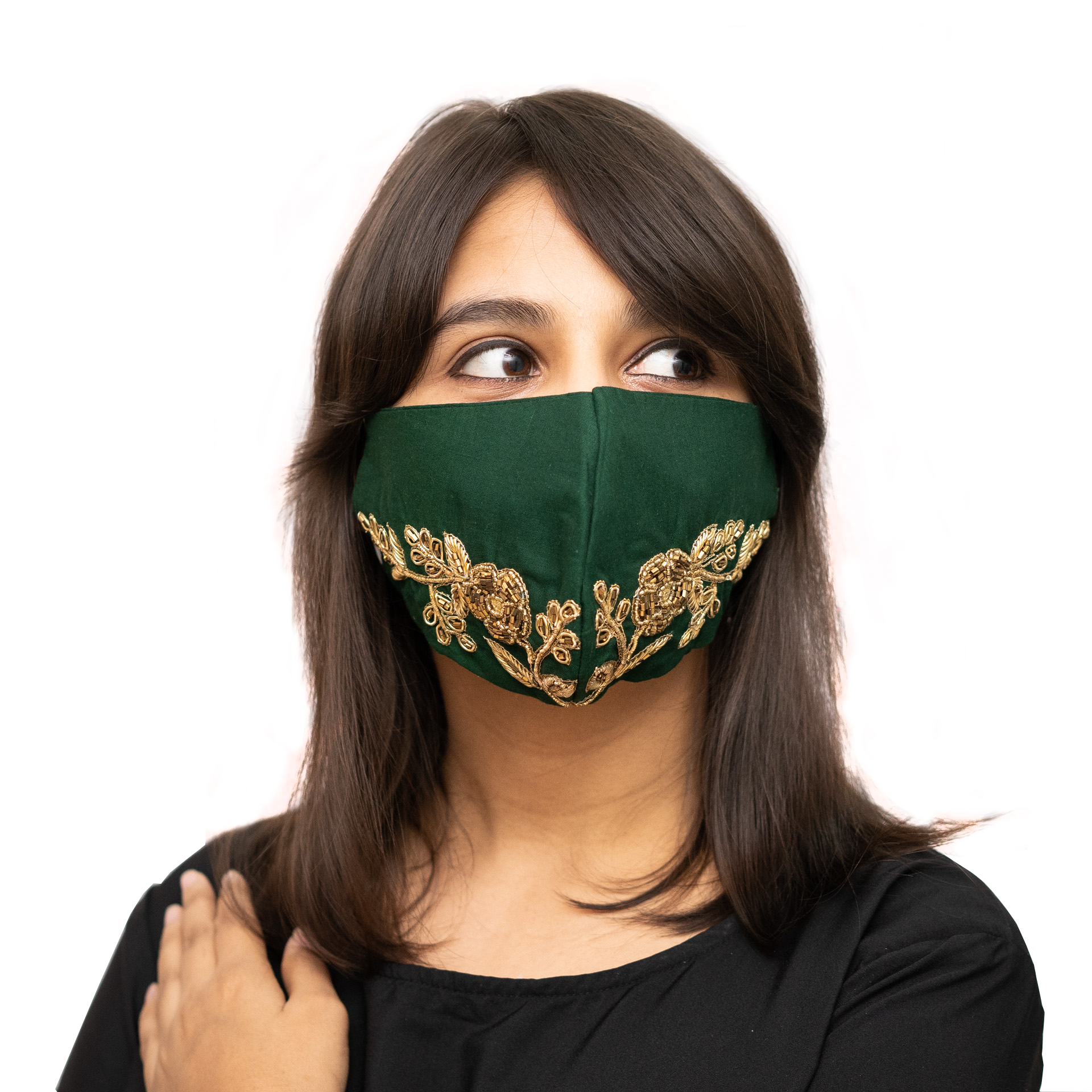 Petal Textured Embroidered Cotton Face Mask - 6 Colors - Breathable & Reusable for Daily Wear, Outdoor Activities & Travel Protection