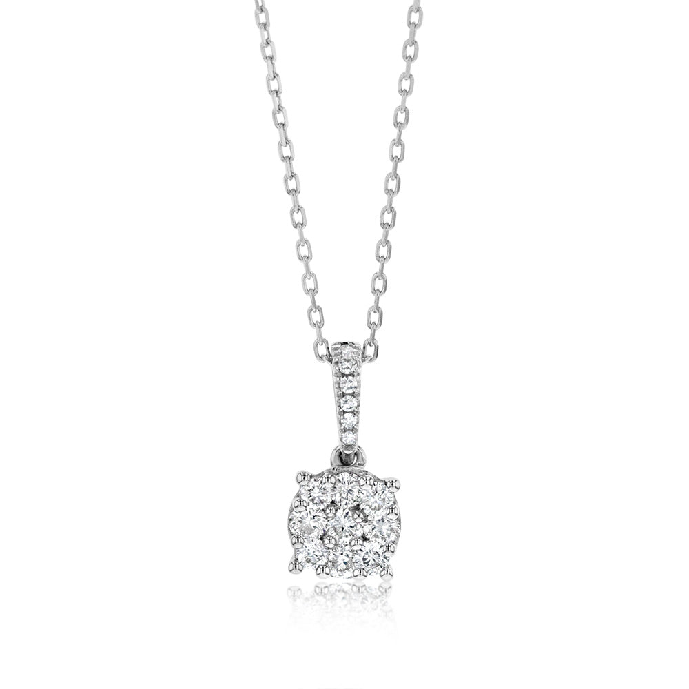 9ct White Gold 1/4 Carat Diamond Pendant Necklace with 40cm Chain - Elegant Jewelry Gift for Women, Perfect for Weddings, Anniversaries & Special Occasions