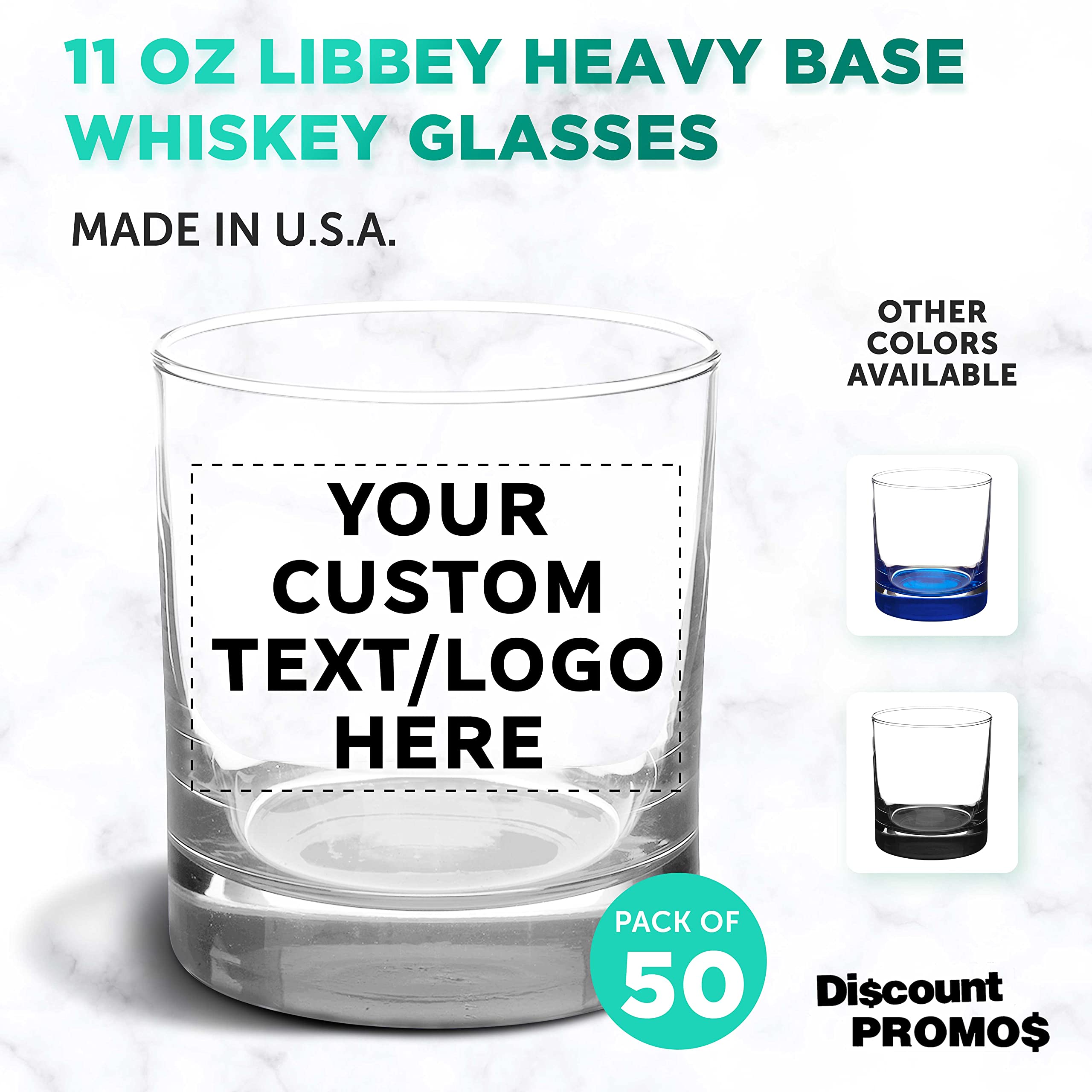 Custom Engraved Whiskey Glasses Set of 50 - 10 oz Heavy Base Old Fashioned Bar Glasses by Libbey | Bulk Pack for Scotch, Bourbon & Cocktails | Perfect for Weddings, Bars, Restaurants & Corporate Gifts