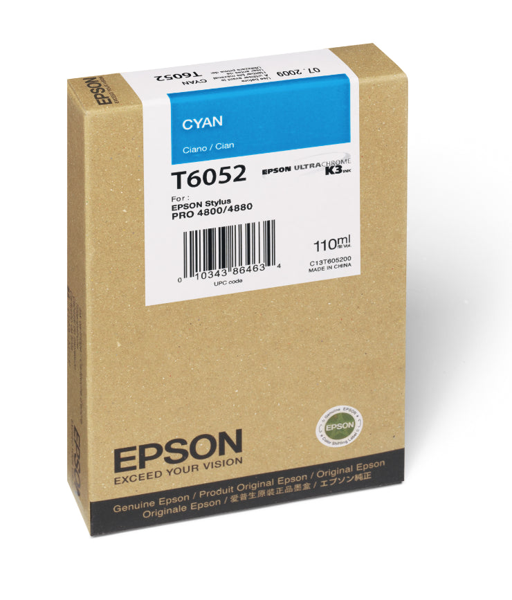 Epson T605200 4880/4800 Ultrachrome HDR Ink Cyan 110ml - High-Quality Printer Ink Cartridge for Professional Printing & Photo Projects