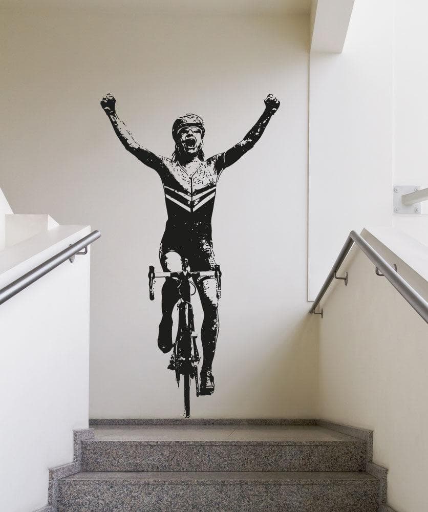 Cyclist Winner Vinyl Wall Decal Sticker - Premium Removable Home Decor for Bedroom, Living Room, Office - Motivational Sports Art for Cycling Enthusiasts
