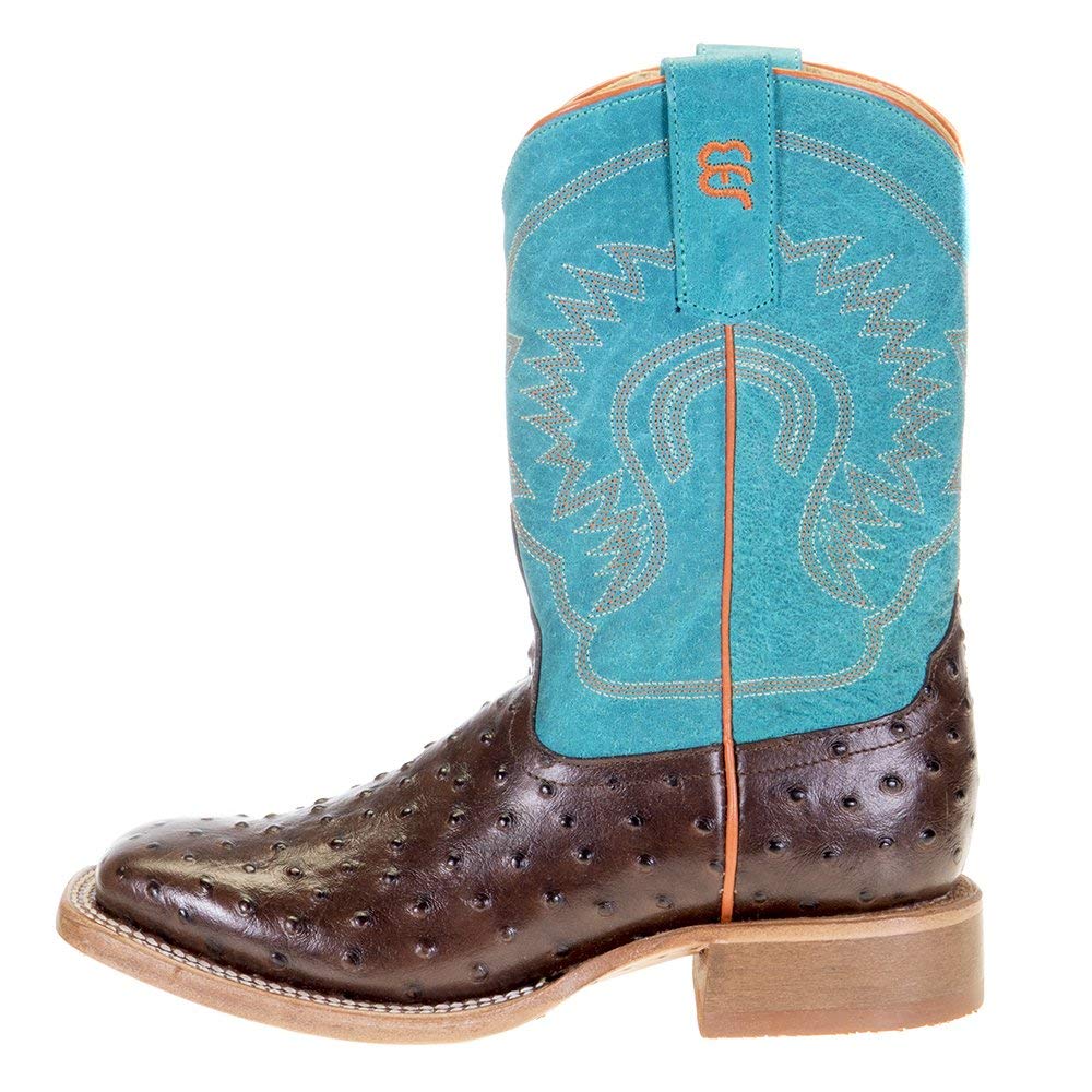 Turquoise & Chocolate Cowboy Boots for Boys - Horse Power Kids Western Boots with Rhinestone Decorations | Perfect for Rodeo, Country Dance & Cowboy Costume