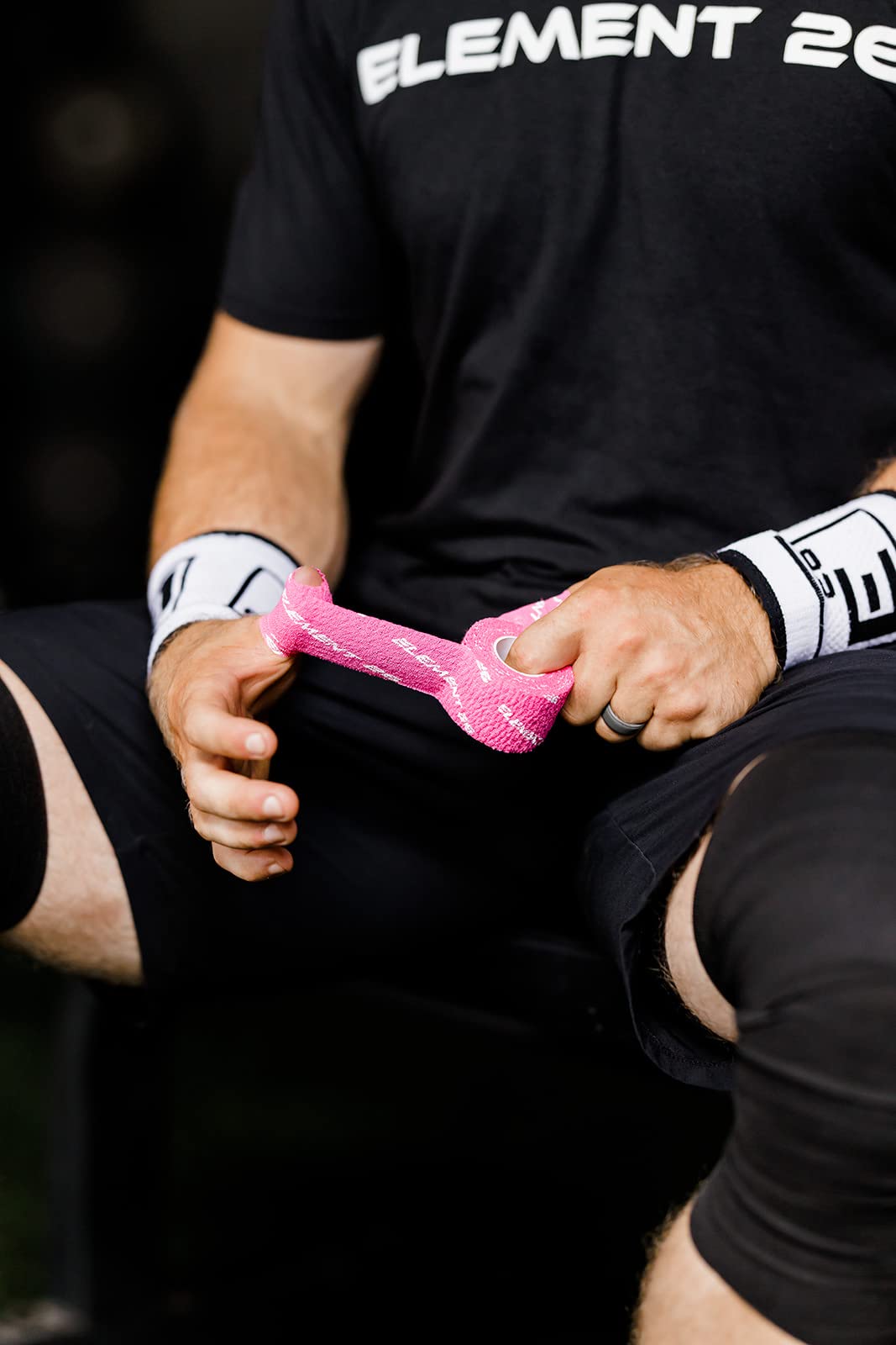 Element 26 Athletic Weight Lifting Tape - Premium Thumb & Finger Tape for CrossFit, Powerlifting & Gymnastics - Black Hook Grip Tape with Sweat-Resistant Adhesive - Stretchy Sports Tape for WODs, Boxing, BJJ, Rock Climbing & Weight Training
