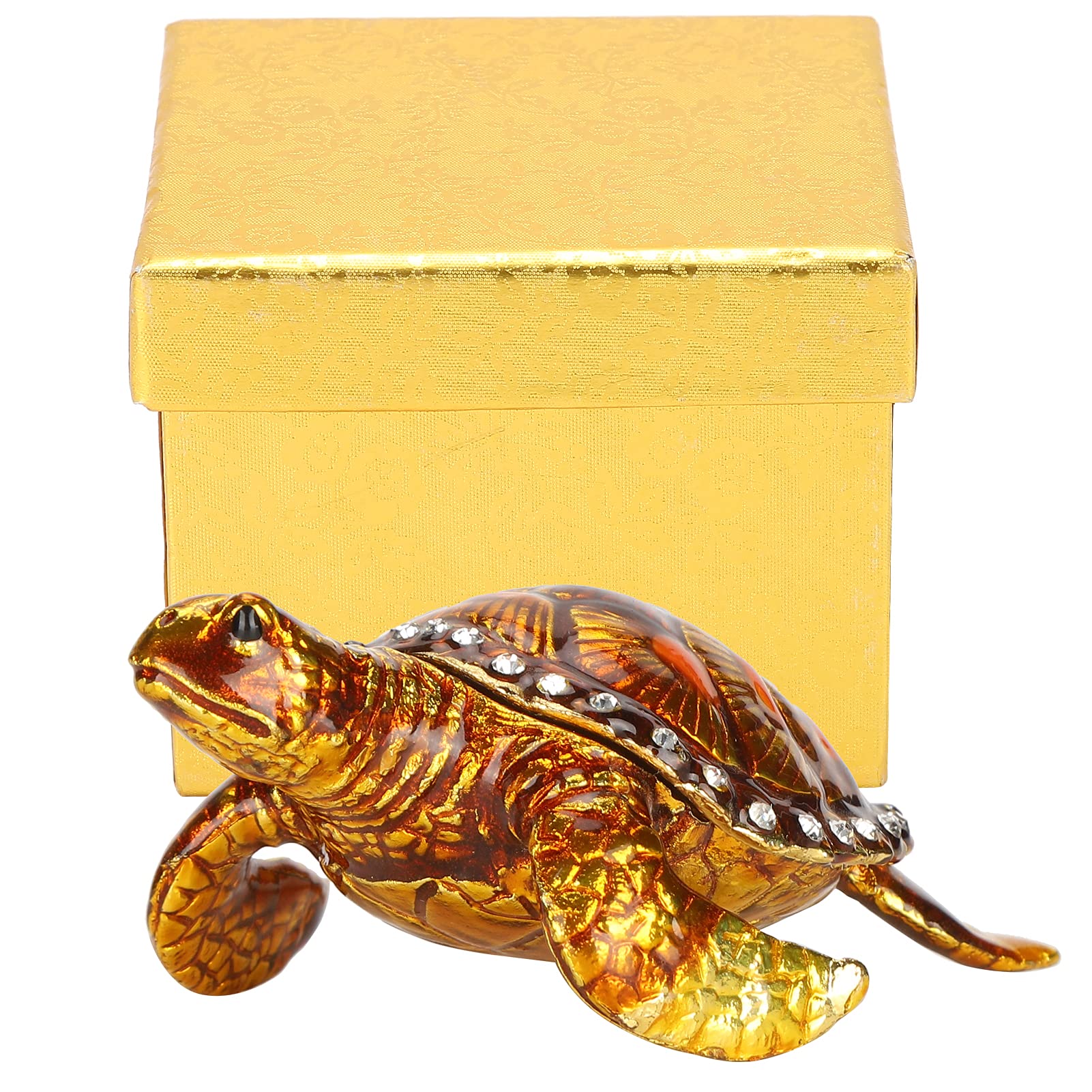 HEEPDD Elegant Jewelry Storage Box - Electroplated Turtle Figurine Trinket Box with Rhinestones | Home Decor & Jewelry Organizer for Necklaces, Rings, Earrings | Perfect Gift for Women, Birthday, Anniversary