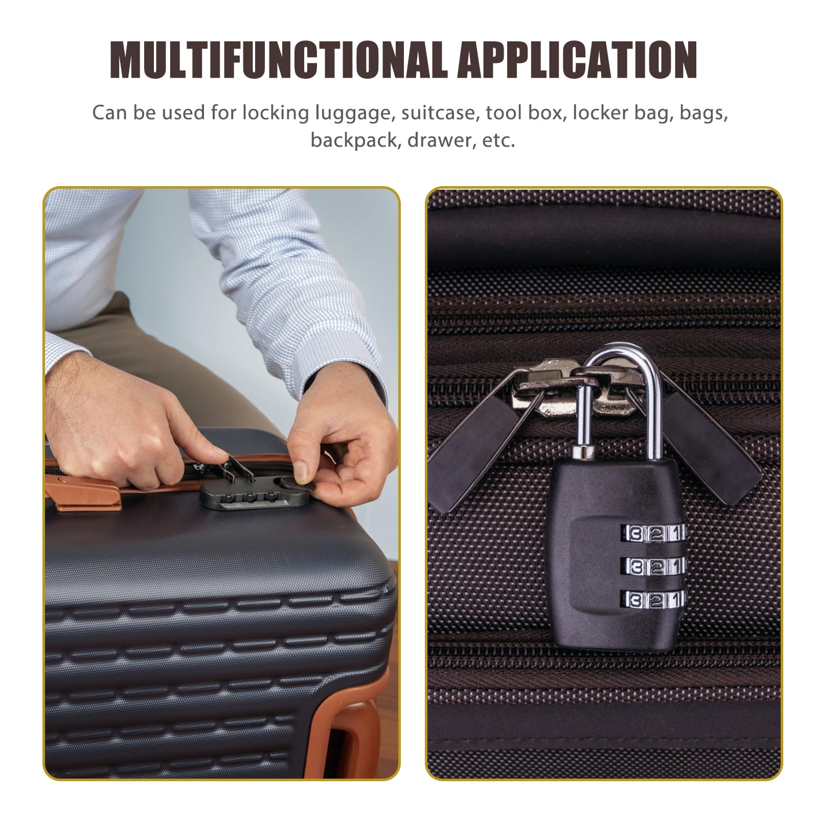 1Pcs Black TSA Approved Luggage Lock - Secure Suitcase & Travel Bag Lock with Custom Code - Portable Padlock for Backpacks, Suitcases & Carry-Ons | Ideal for Airports, Hotels & Business Trips