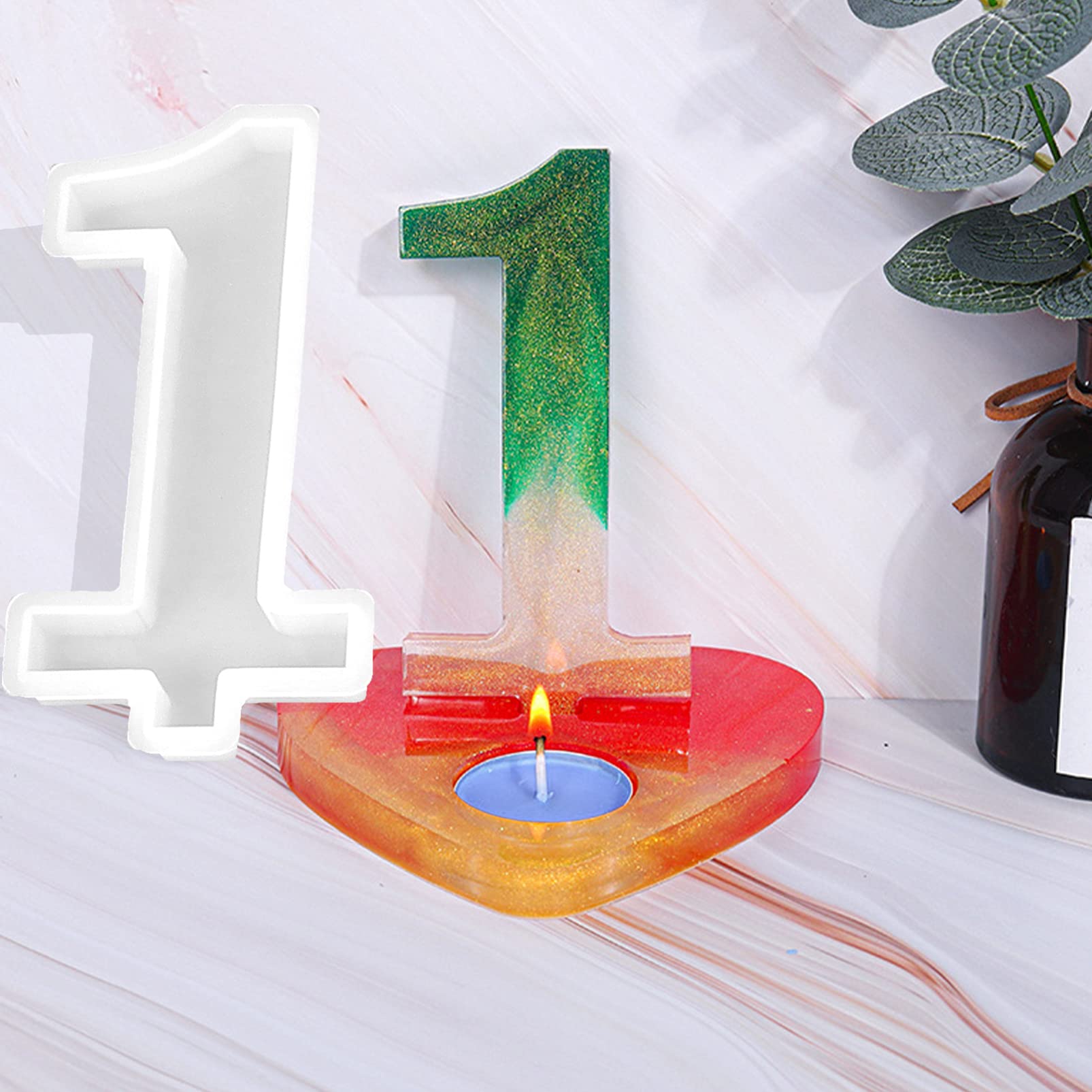 EXCEART 11Pcs Silicone Candle Molds Set - 3D Alphabet Letters, Numbers, Heart Candle Holder for DIY Epoxy Candles, Crystal Cake Decorations - Perfect for Birthday, Wedding, Home Decor & Party Favors