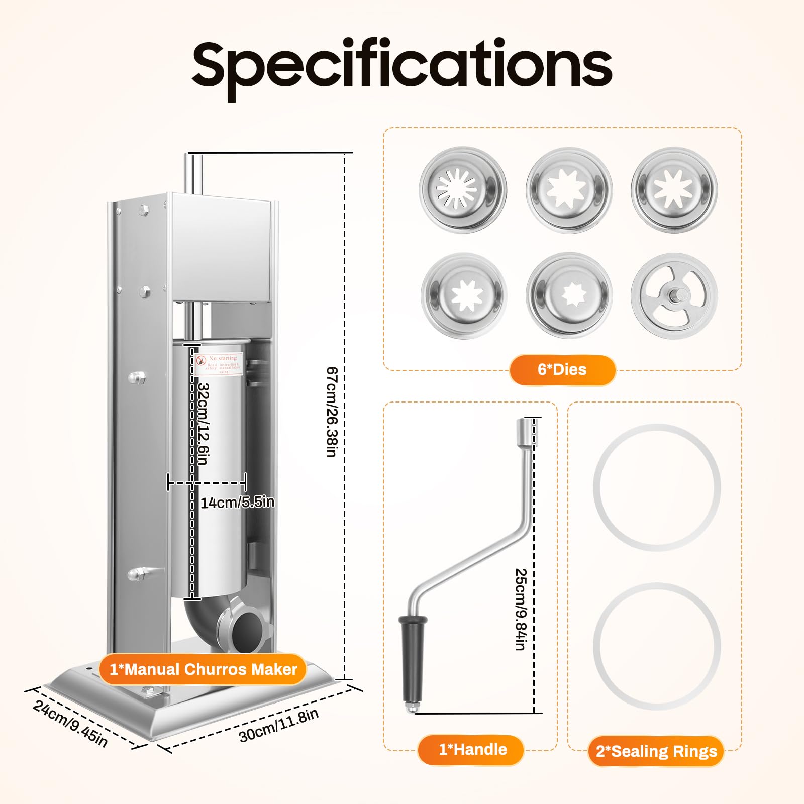Commercial Churros Maker Machine - 5L Stainless Steel Manual Spanish Churros Donut Maker with 6 Nozzles - Perfect for Home, Restaurants & Bakeries - Make Authentic Churros for Parties, Cafes & Street Food Businesses